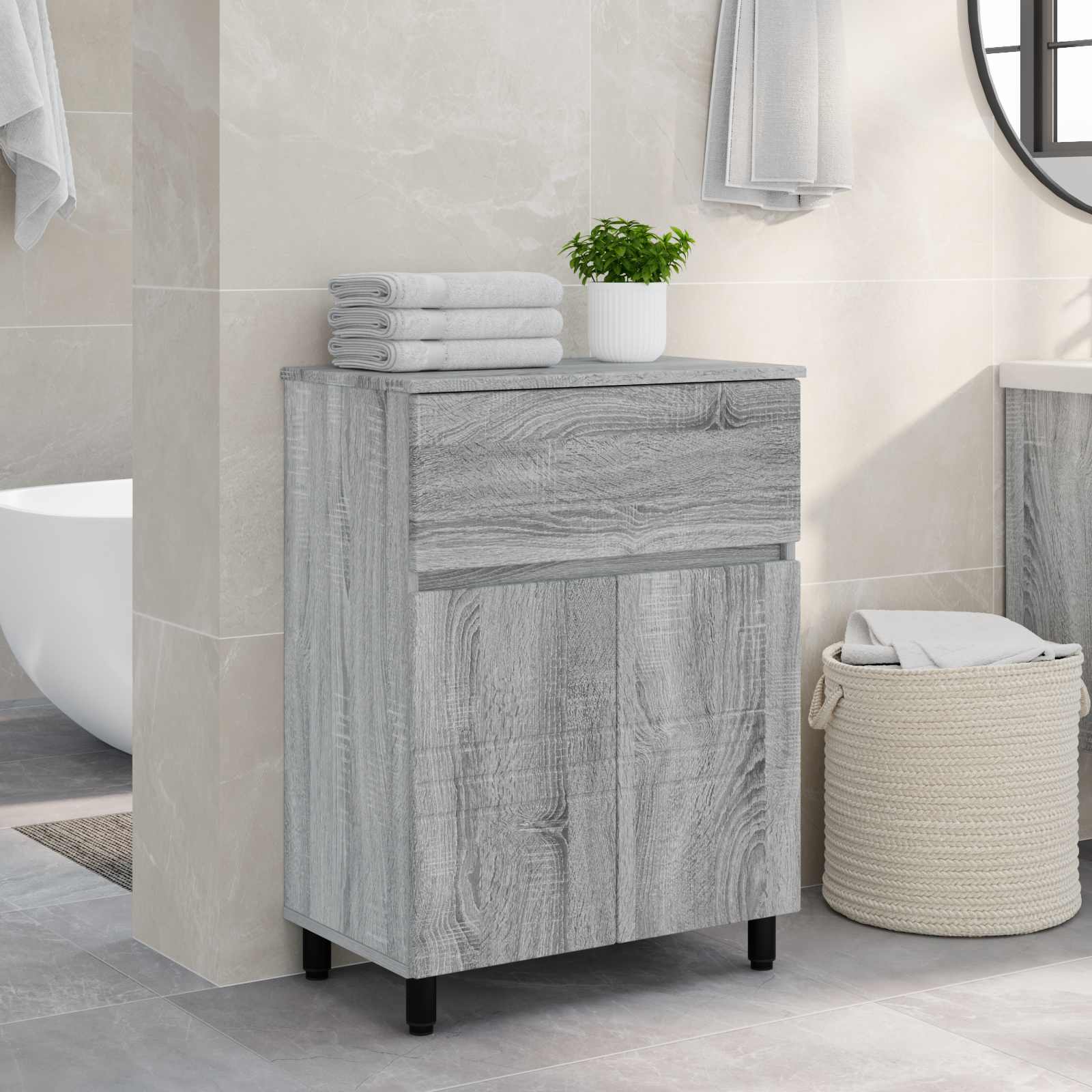 Waschtisch Sonoma-Grau 60 x 35 x 80 cm Holzwerkstoff