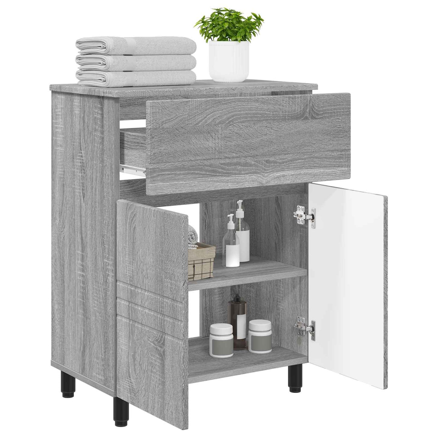 Waschtisch Sonoma-Grau 60 x 35 x 80 cm Holzwerkstoff