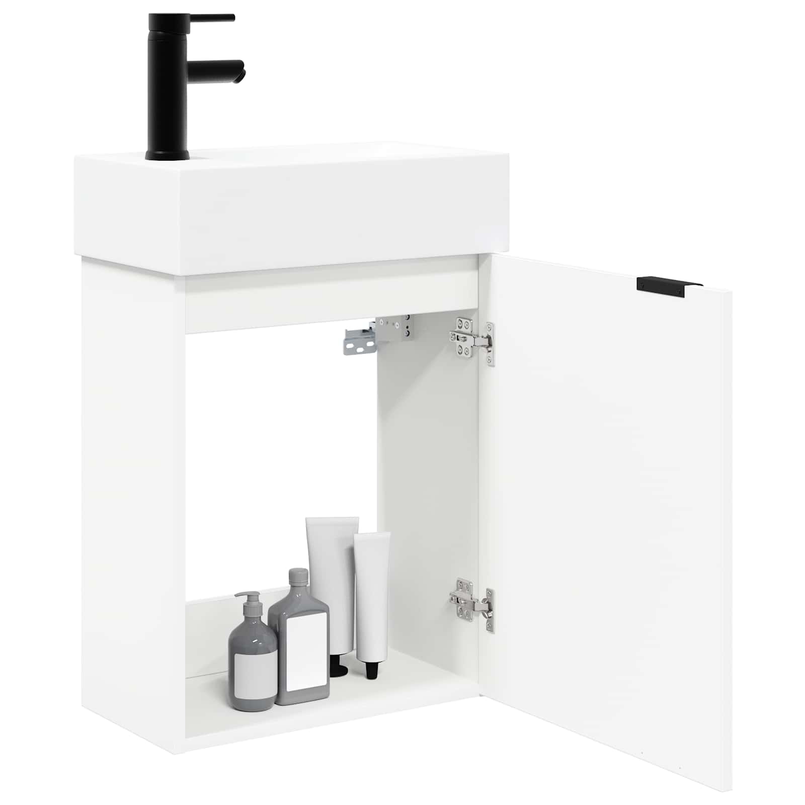 Badezimmer Waschtischunterschrank mit Wasserhahn Weiß