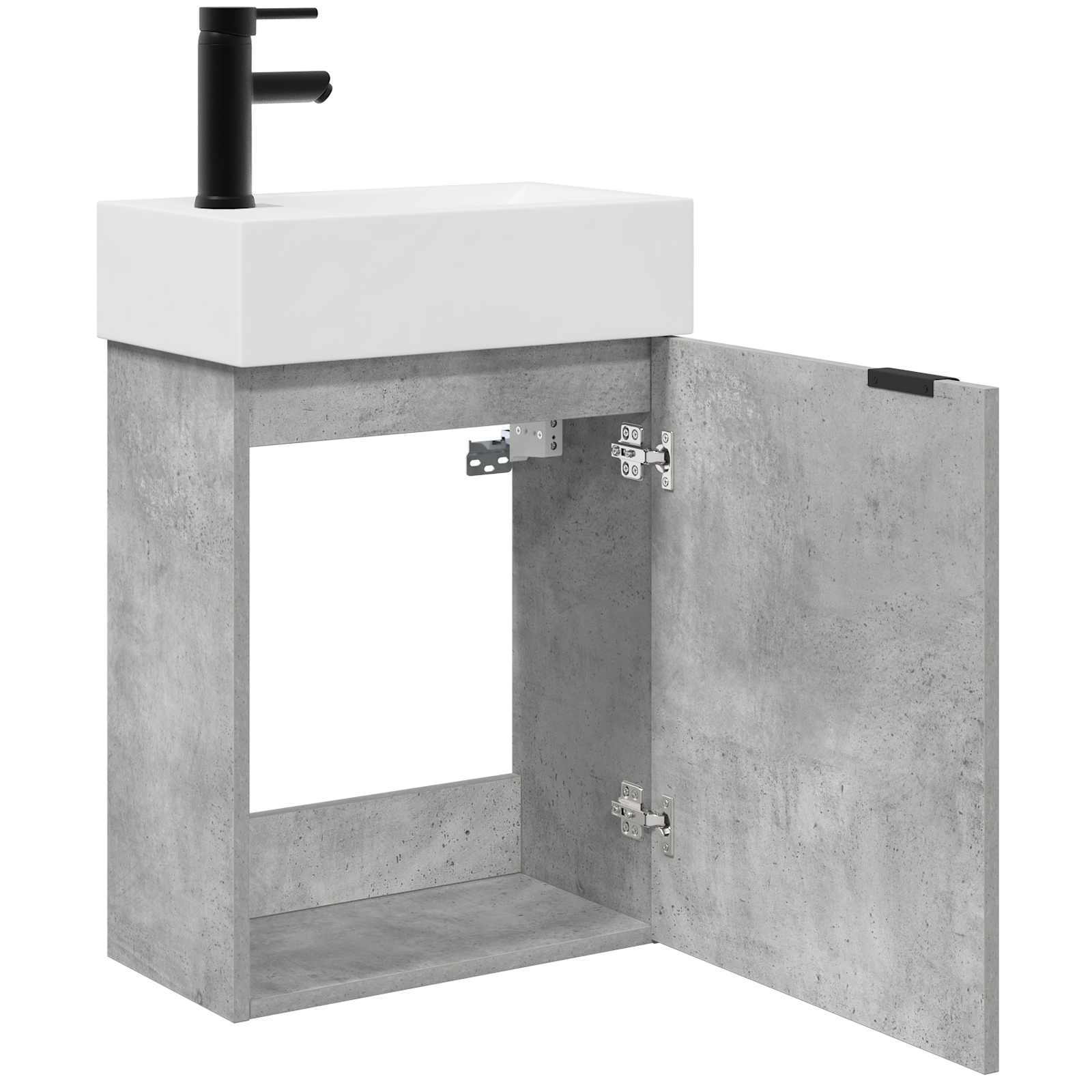 Badezimmer Waschtischunterschrank mit Wasserhahn Betongrau