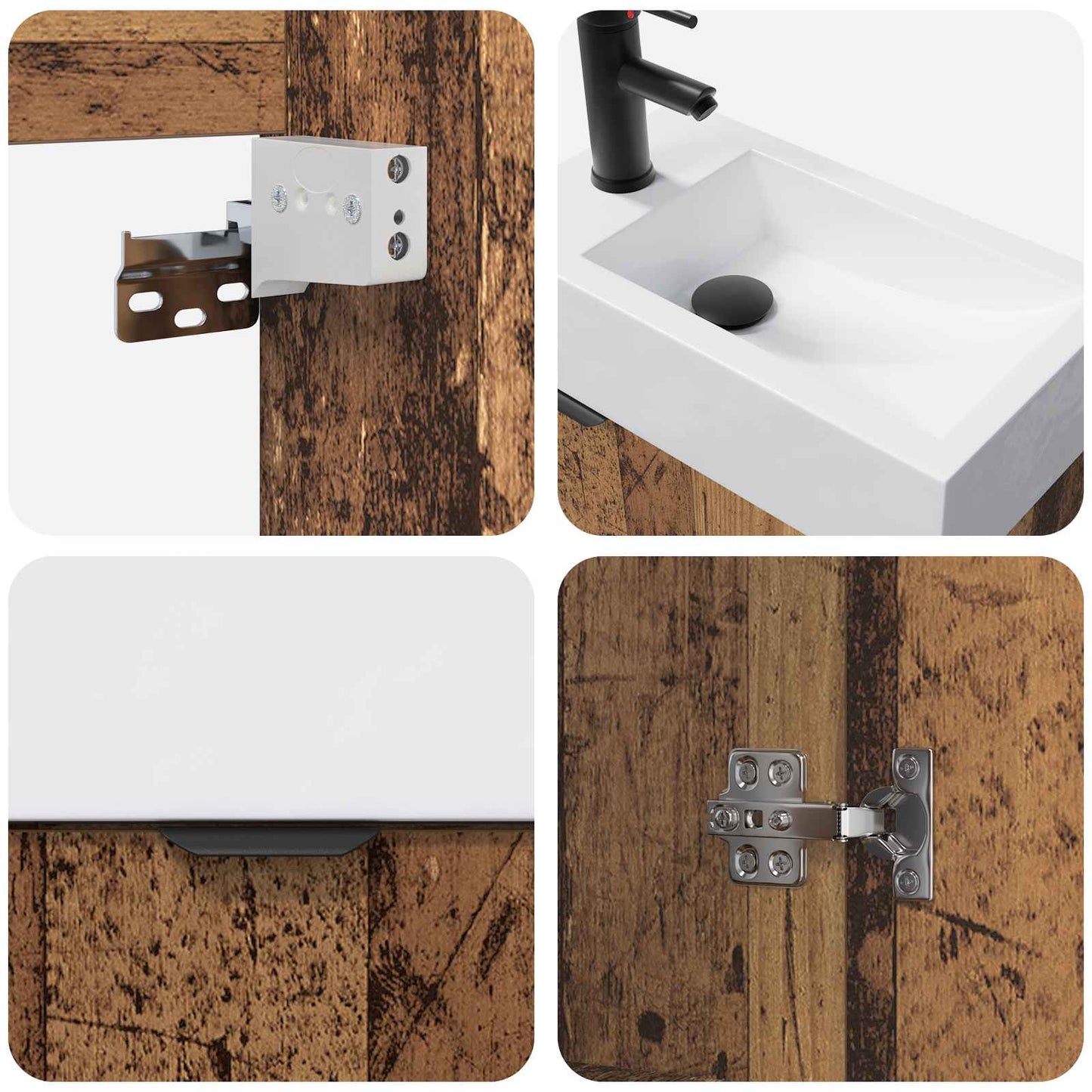 Badezimmer Waschtischunterschrank mit Wasserhahn Altholz