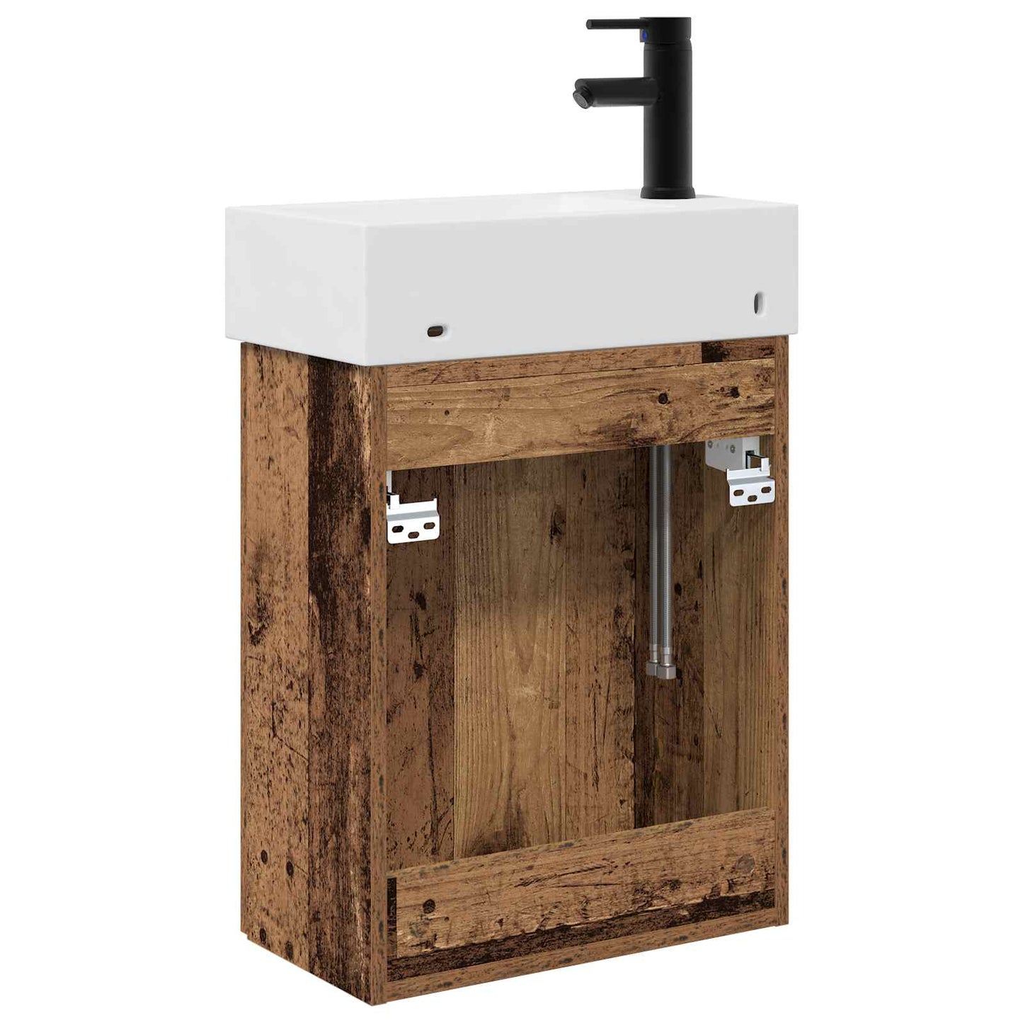 Badezimmer Waschtischunterschrank mit Wasserhahn Altholz