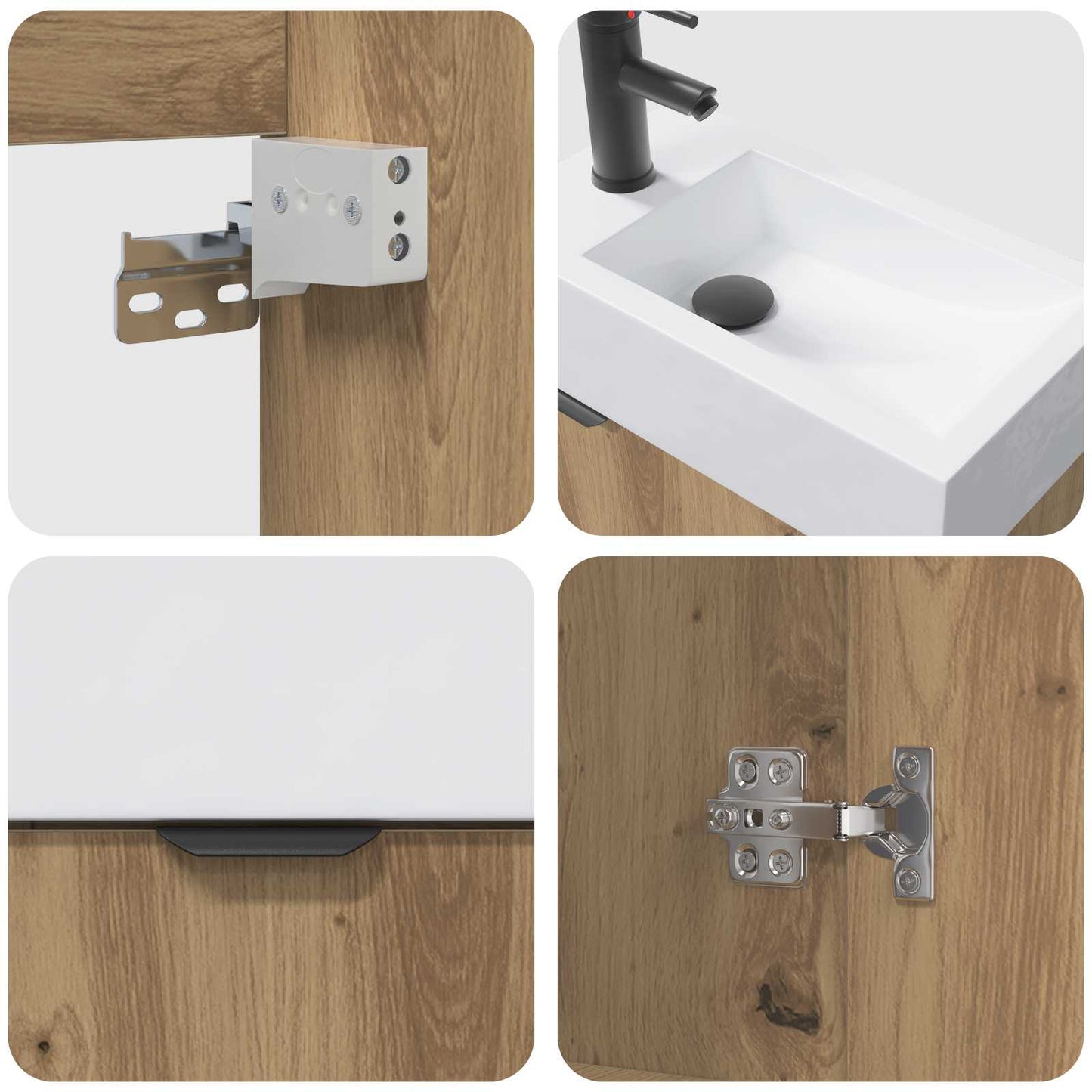 Badezimmer Waschtischunterschrank mit Wasserhahn Artisan-Eiche