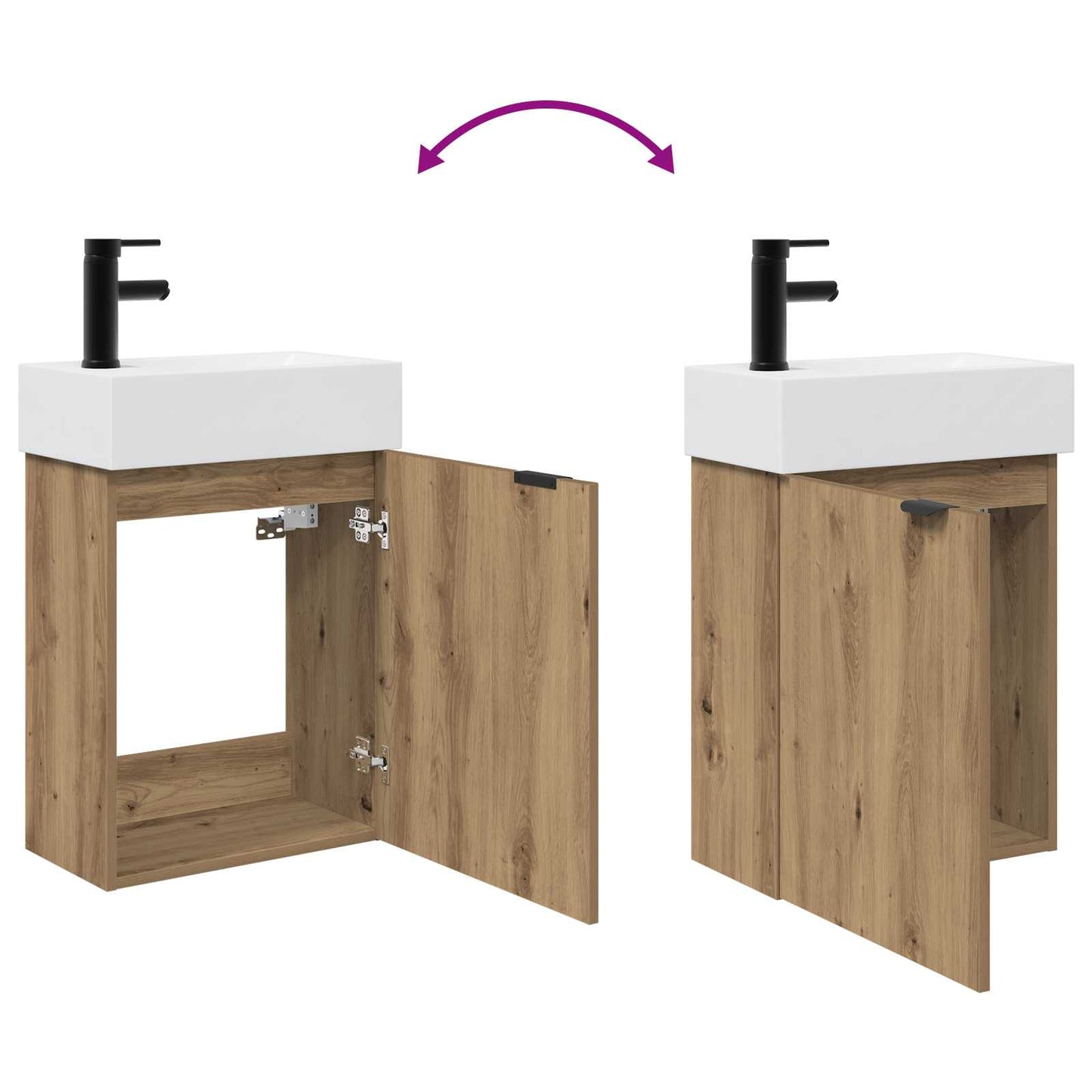 Badezimmer Waschtischunterschrank mit Wasserhahn Artisan-Eiche