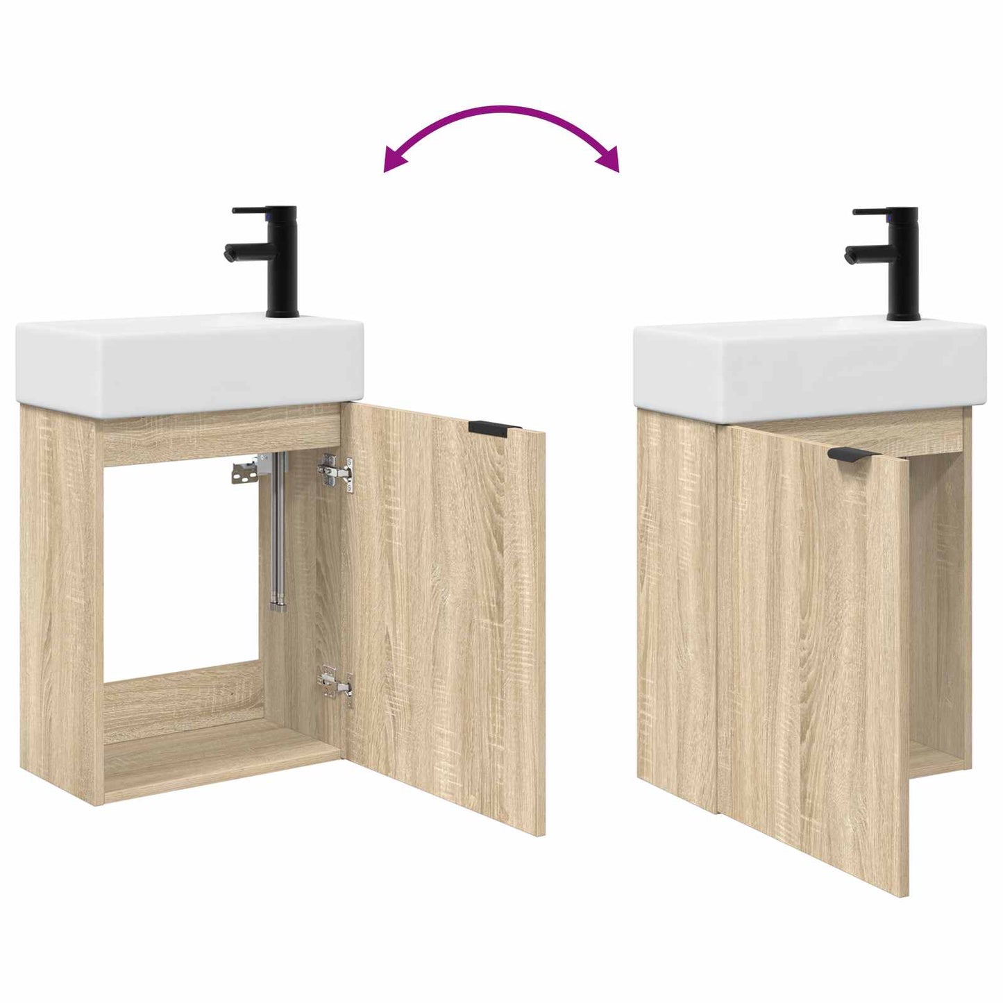 Badezimmer Waschtischunterschrank mit Wasserhahn Sonoma-Eiche