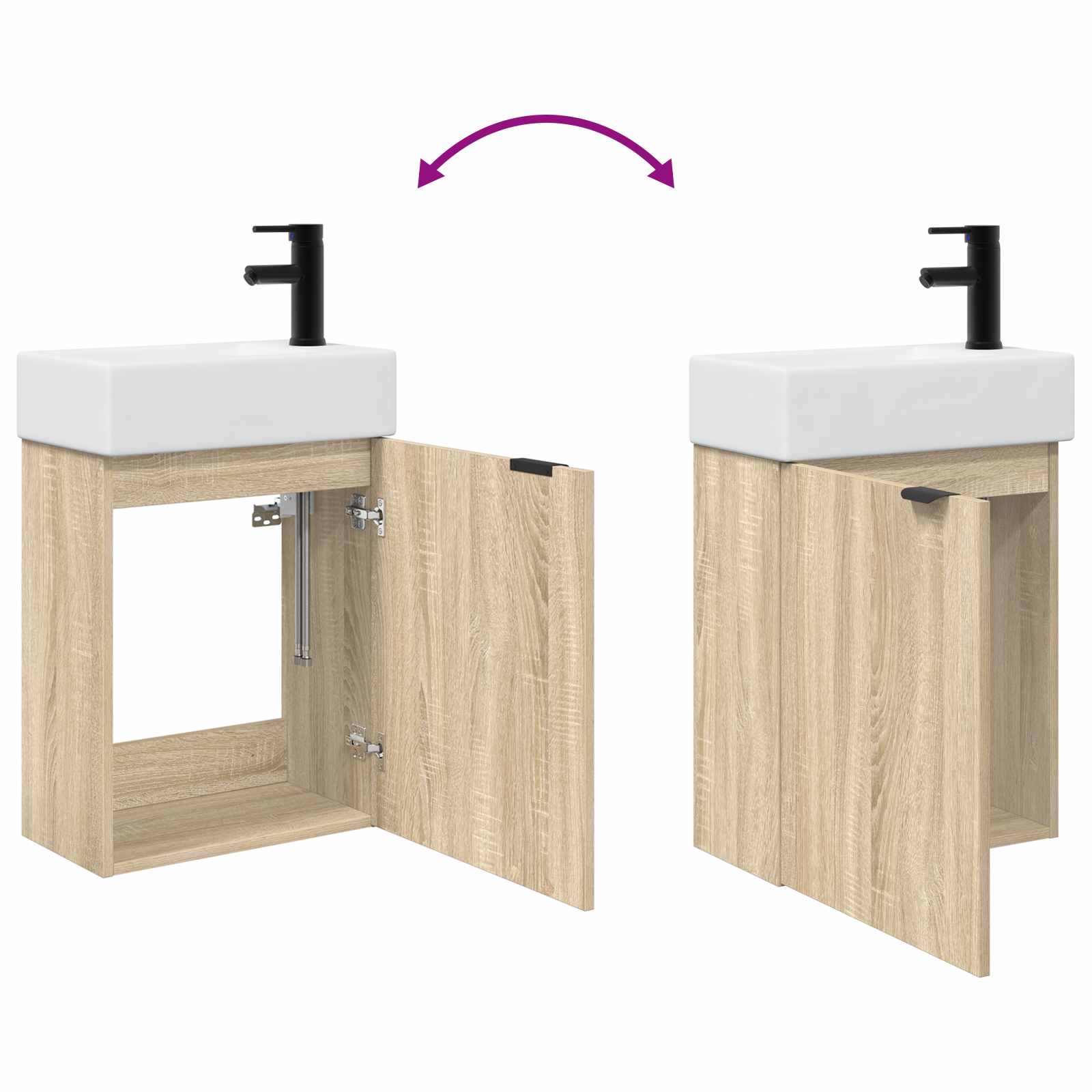 Badezimmer Waschtischunterschrank mit Wasserhahn Sonoma-Eiche