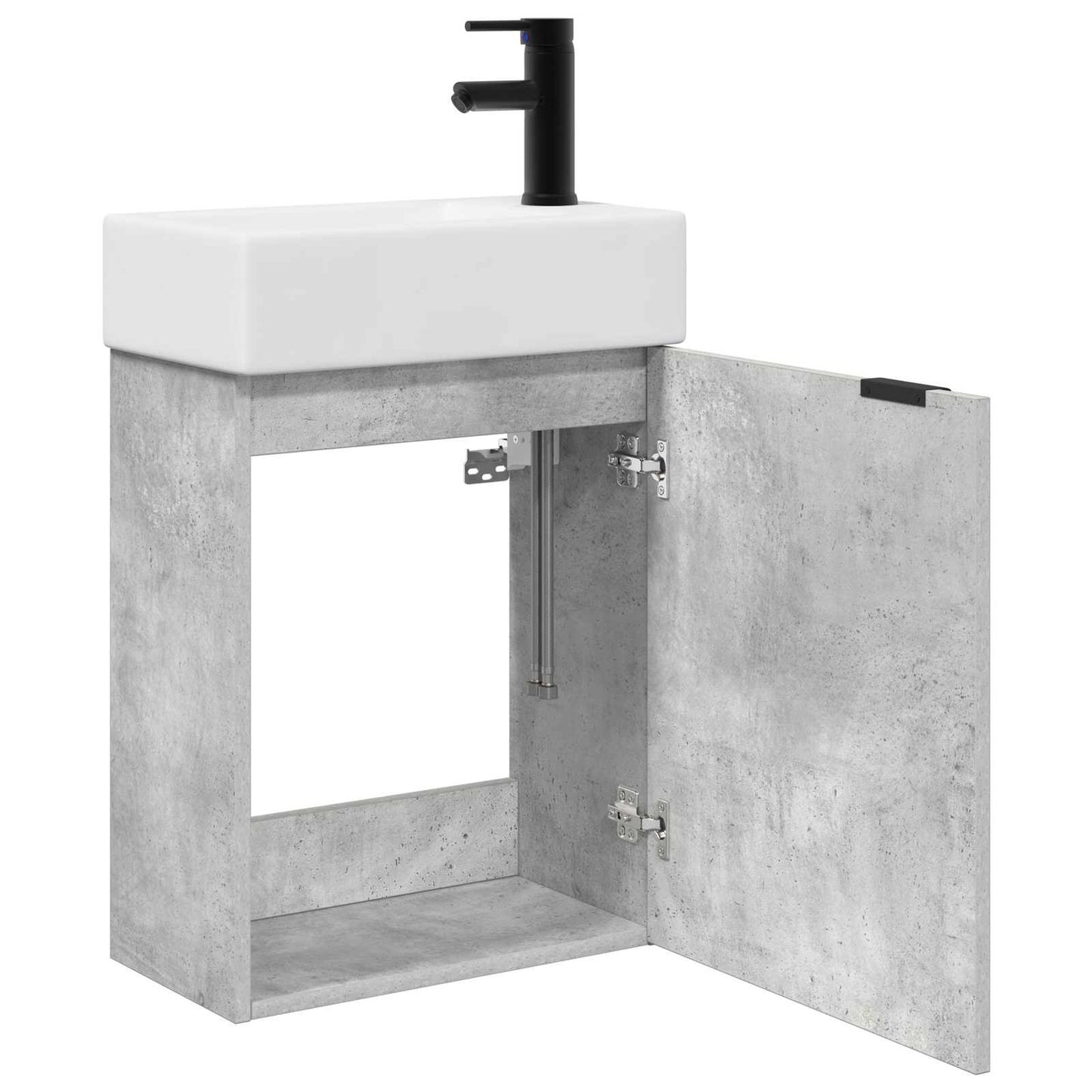 Badezimmer Waschtischunterschrank mit Wasserhahn Betongrau