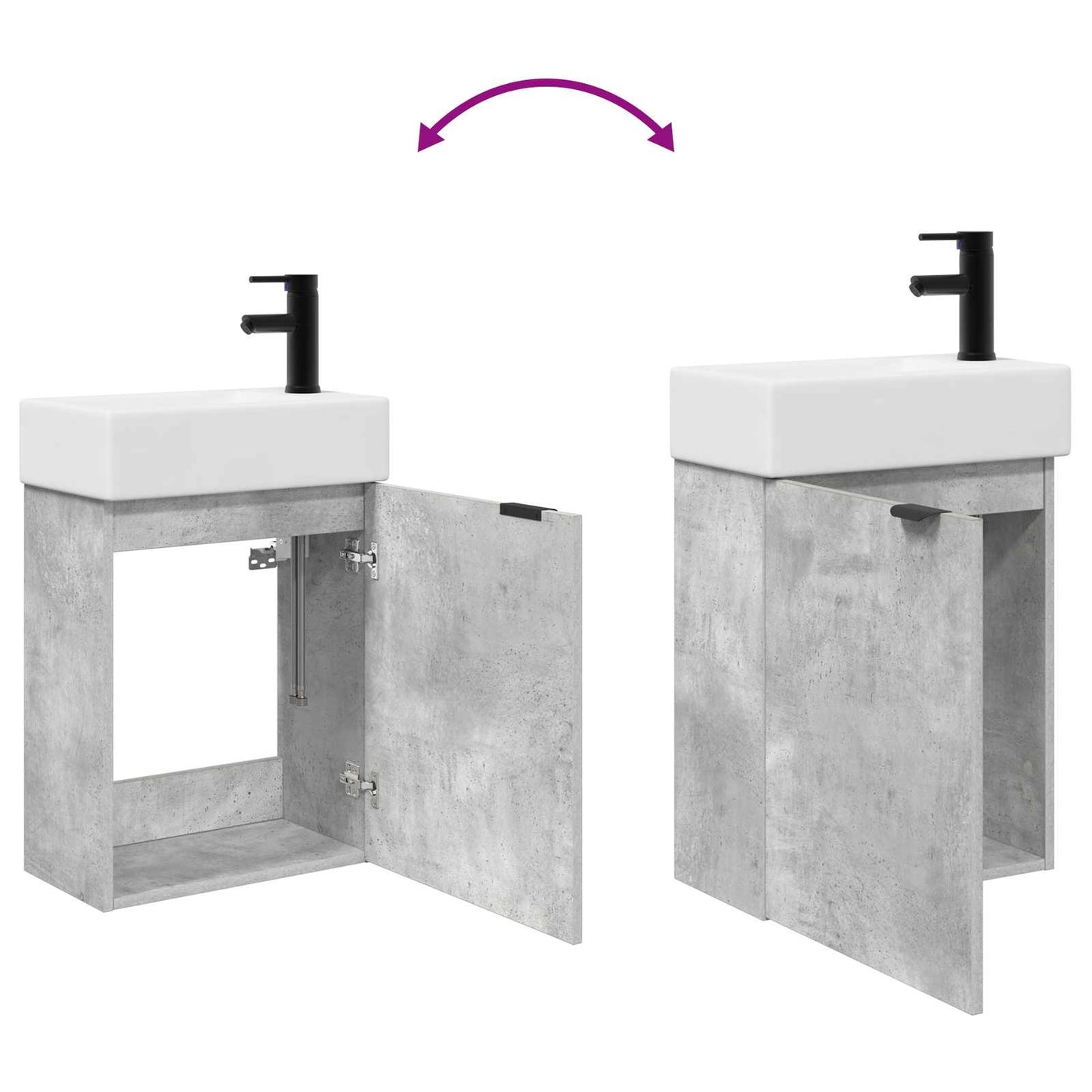 Badezimmer Waschtischunterschrank mit Wasserhahn Betongrau