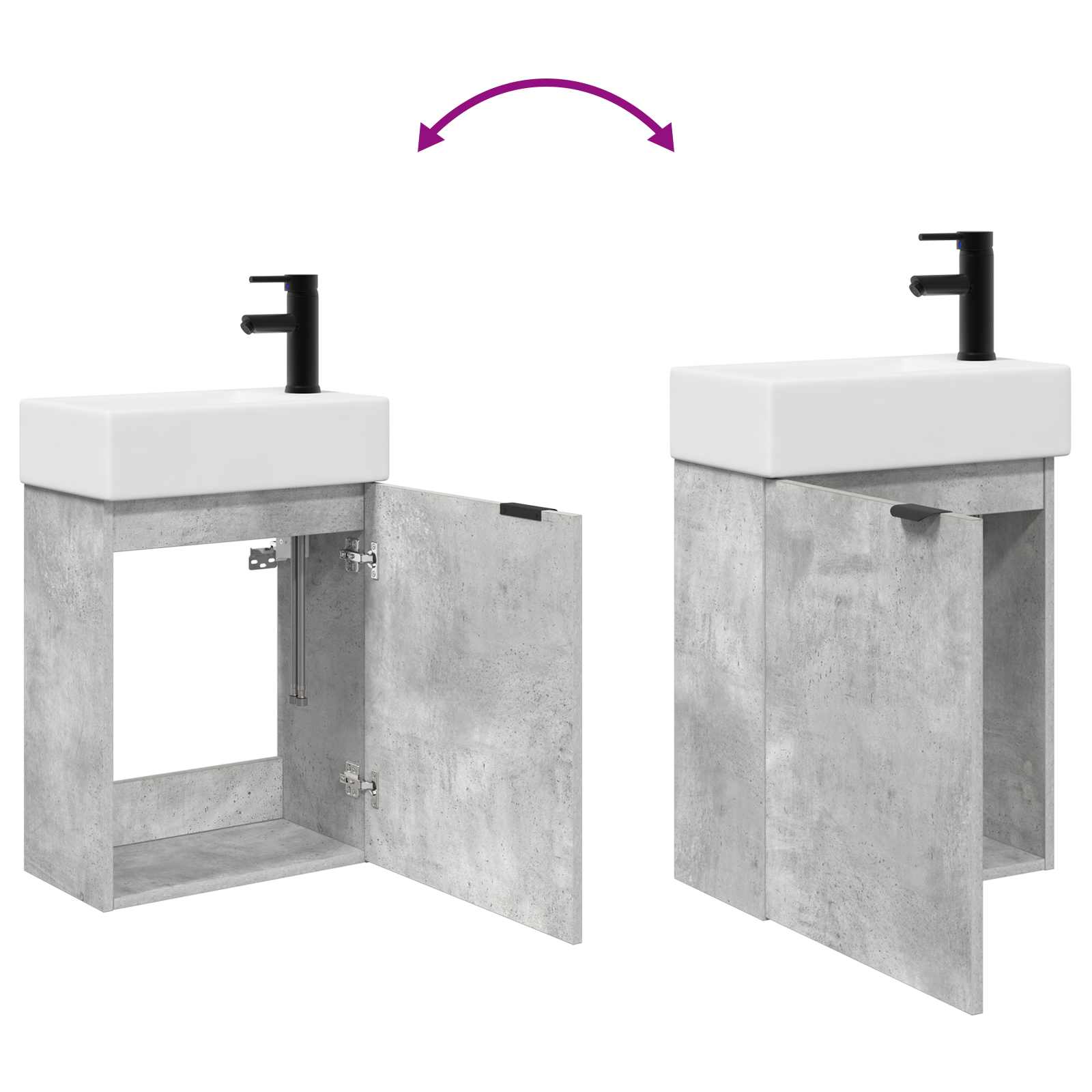 Badezimmer Waschtischunterschrank mit Wasserhahn Betongrau