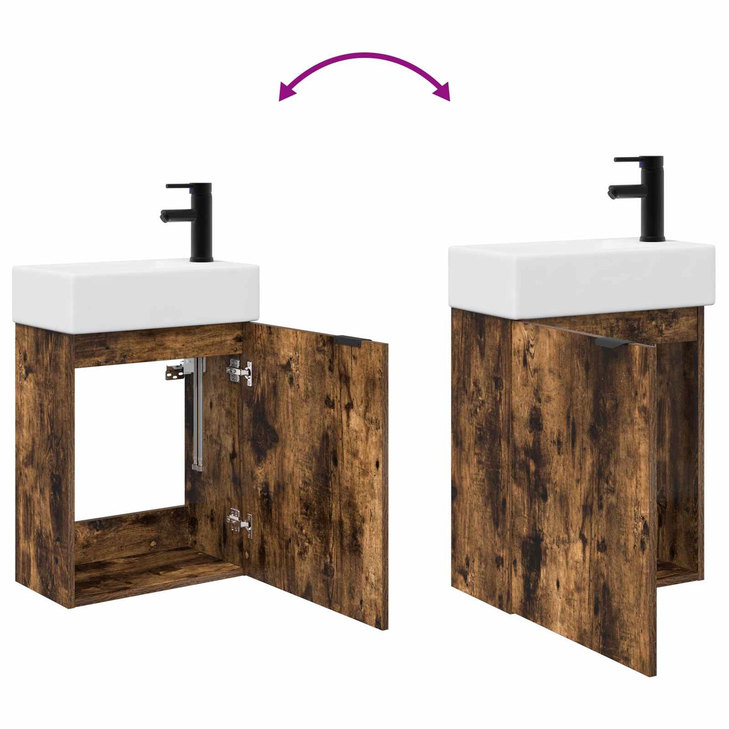 Badezimmer Waschtischunterschrank mit Wasserhahn Räuchereiche