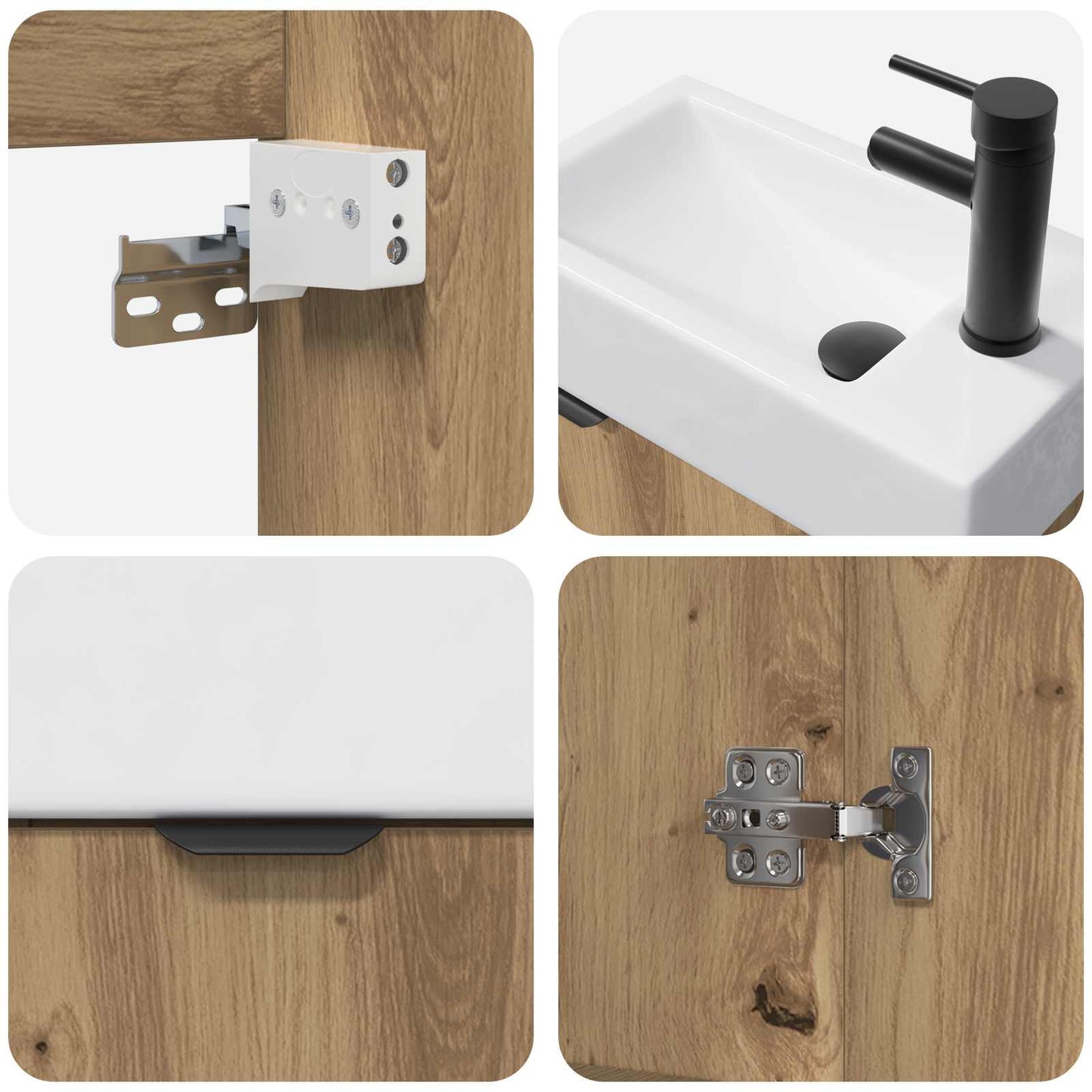 Badezimmer Waschtischunterschrank mit Wasserhahn Artisan-Eiche