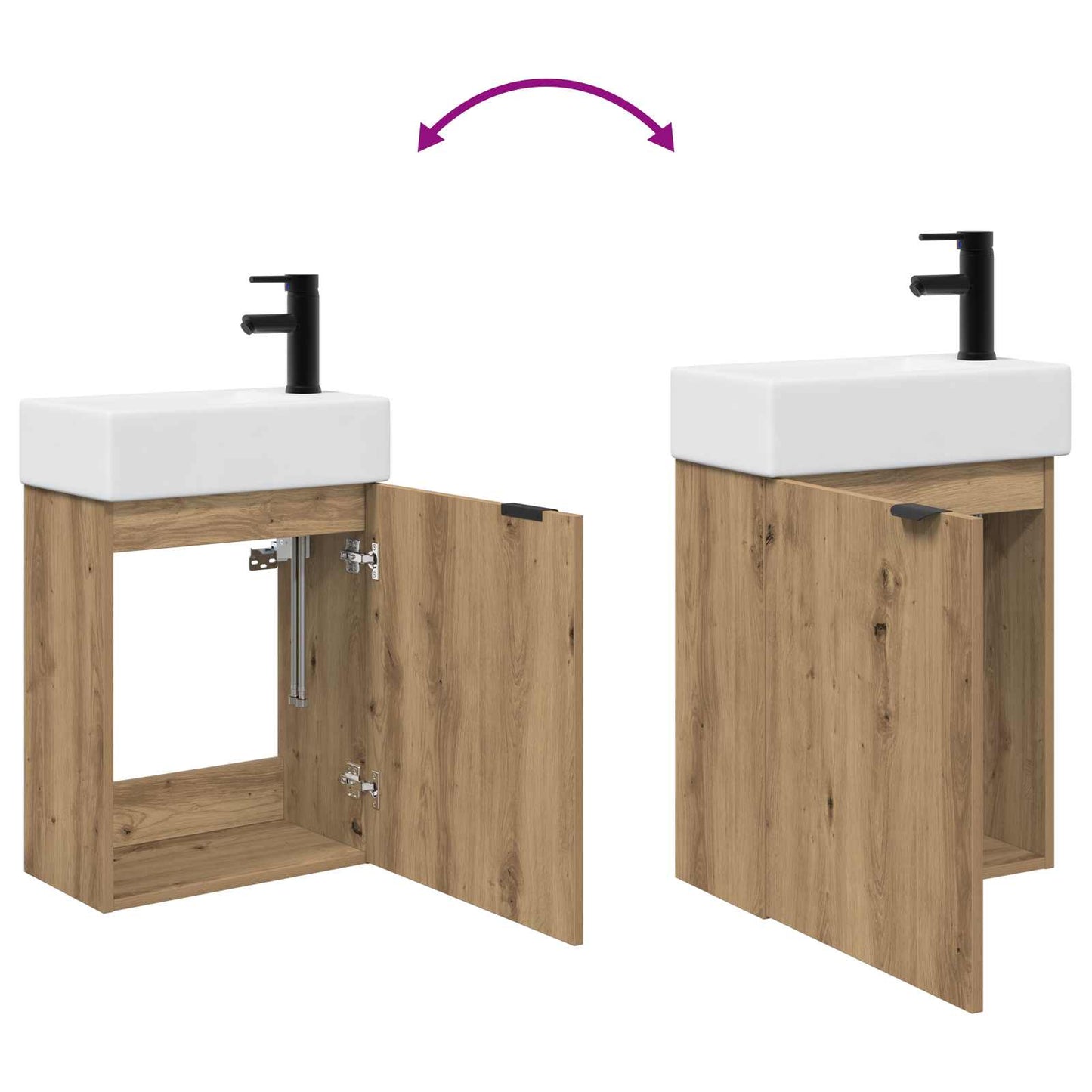 Badezimmer Waschtischunterschrank mit Wasserhahn Artisan-Eiche