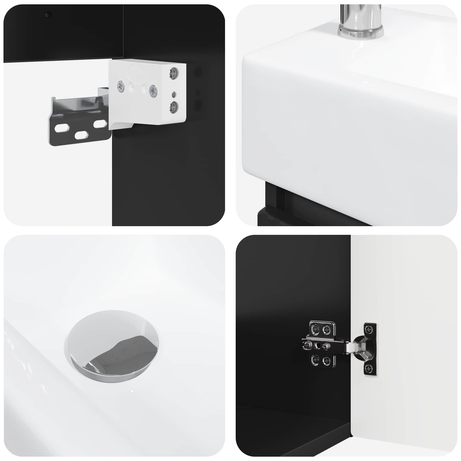 Badezimmer Waschtischunterschrank mit Wasserhahn Schwarz