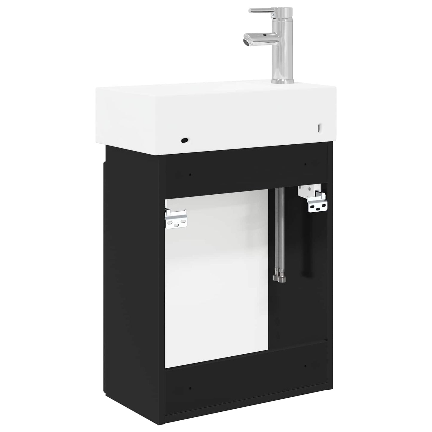 Badezimmer Waschtischunterschrank mit Wasserhahn Schwarz