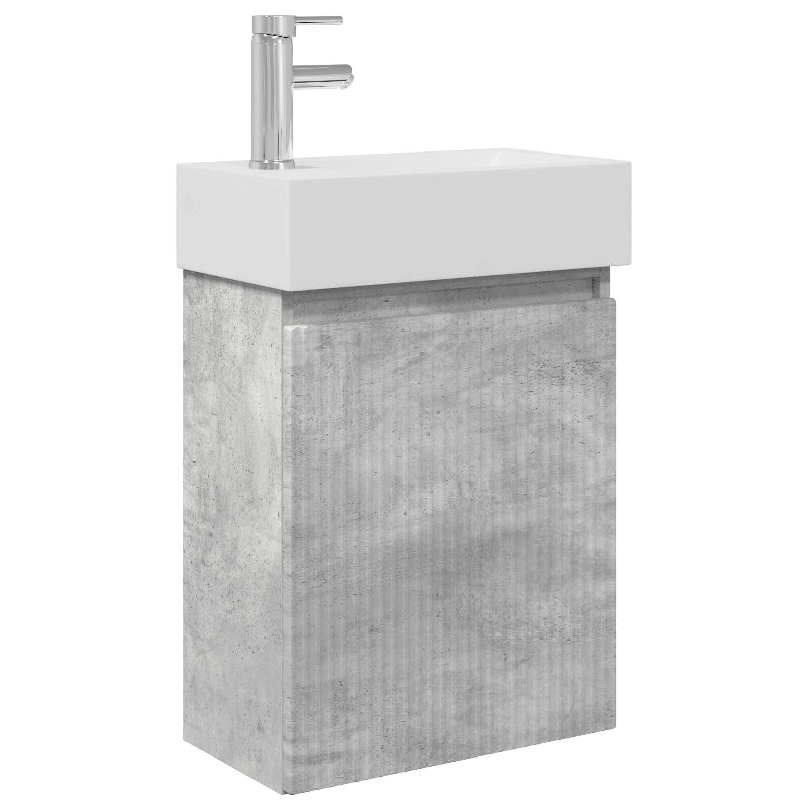 Badezimmer Waschtischunterschrank mit Wasserhahn Betongrau