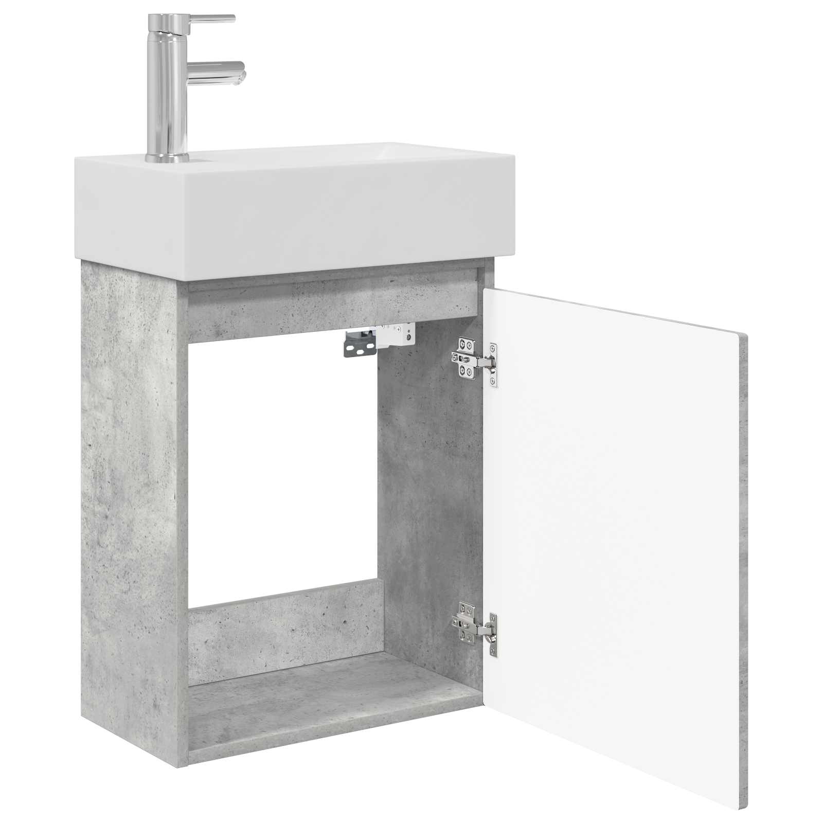 Badezimmer Waschtischunterschrank mit Wasserhahn Betongrau