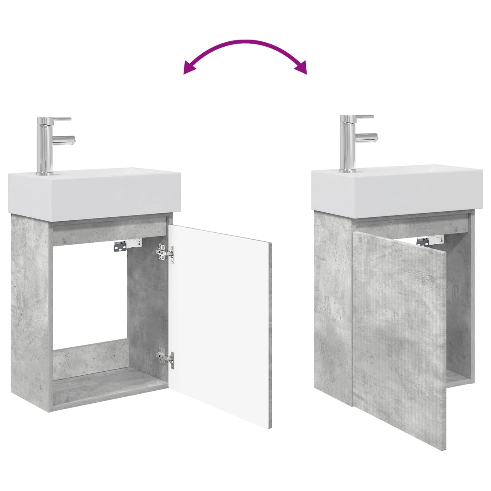 Badezimmer Waschtischunterschrank mit Wasserhahn Betongrau