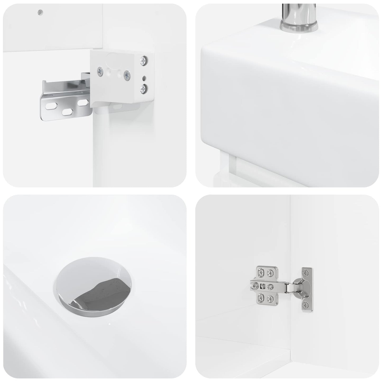 Badezimmer Waschtischunterschrank mit Wasserhahn Hochglanz Weiß