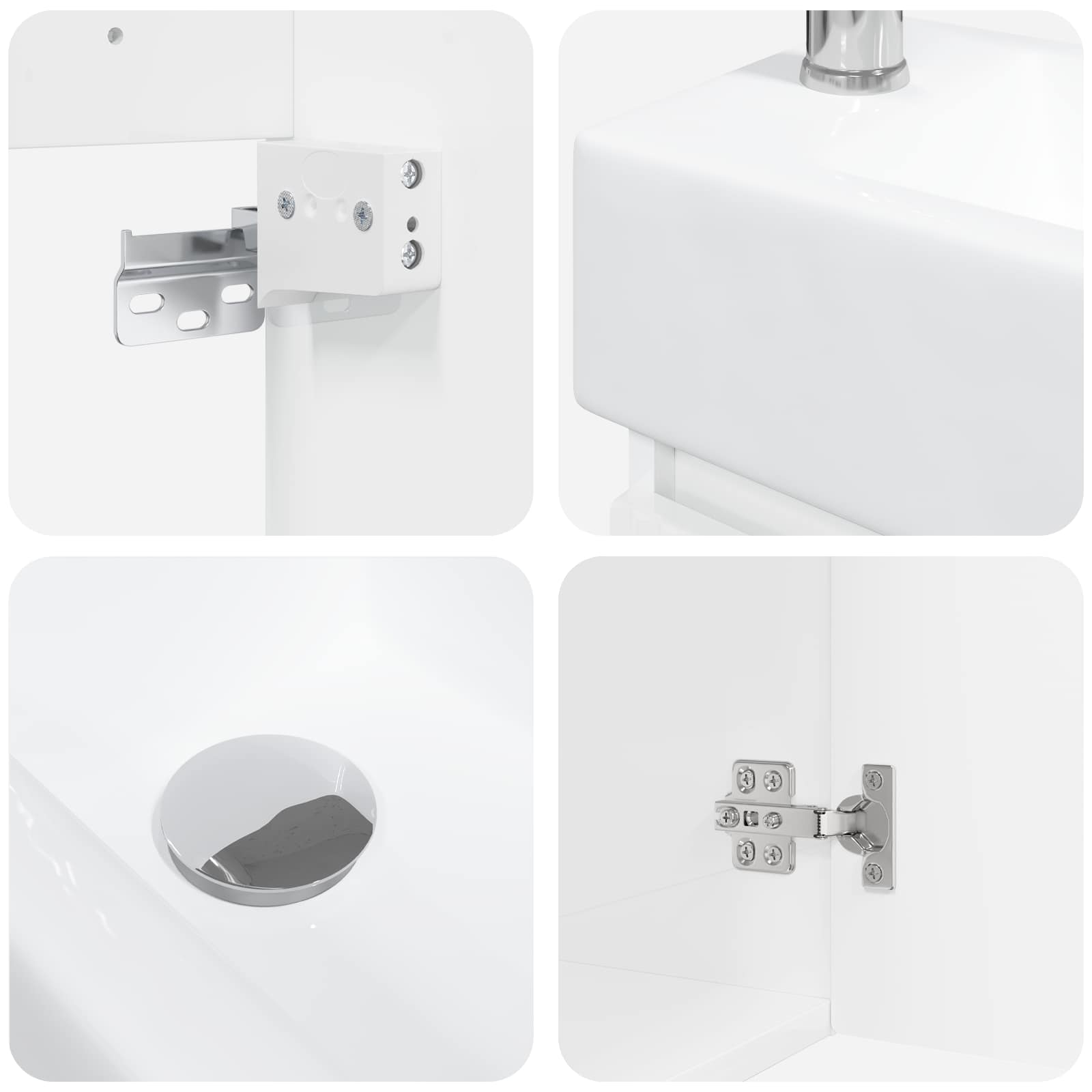 Badezimmer Waschtischunterschrank mit Wasserhahn Hochglanz Weiß