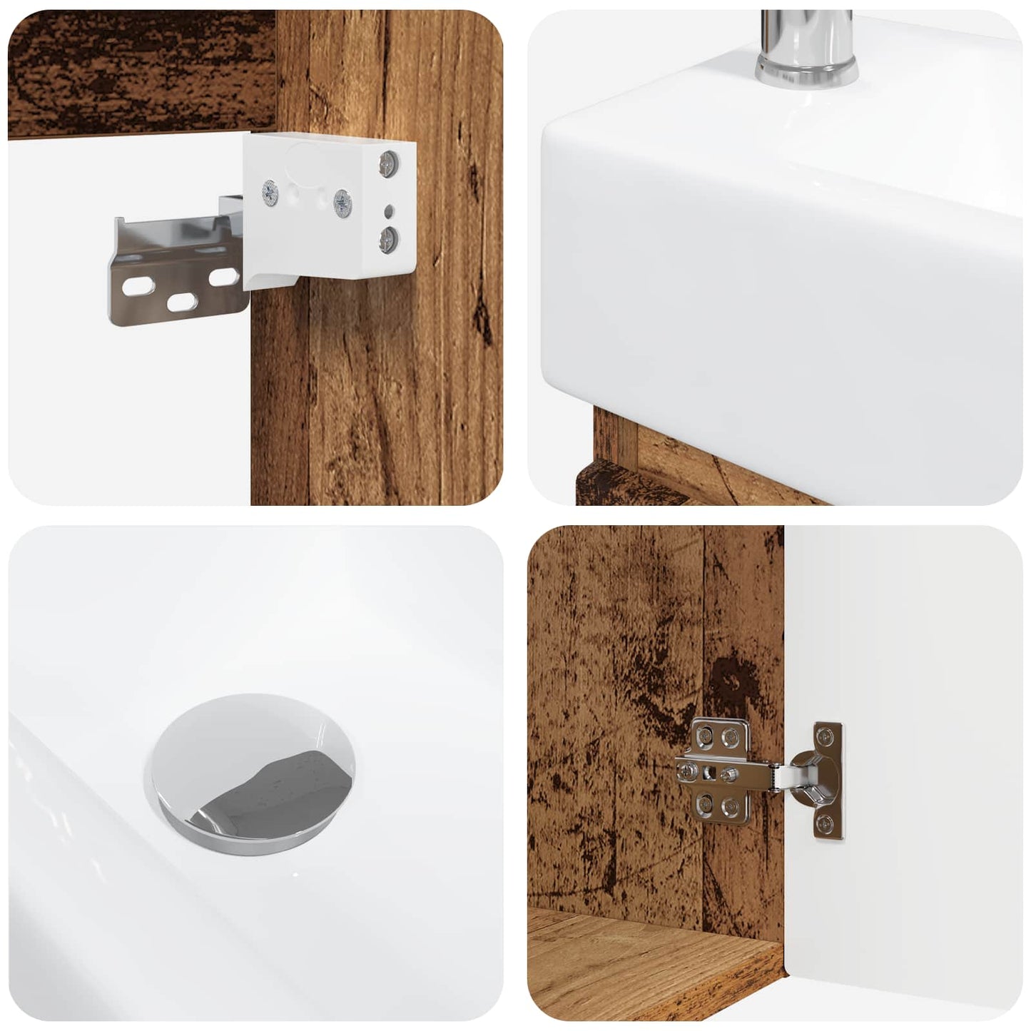 Badezimmer Waschtischunterschrank mit Wasserhahn Altholz