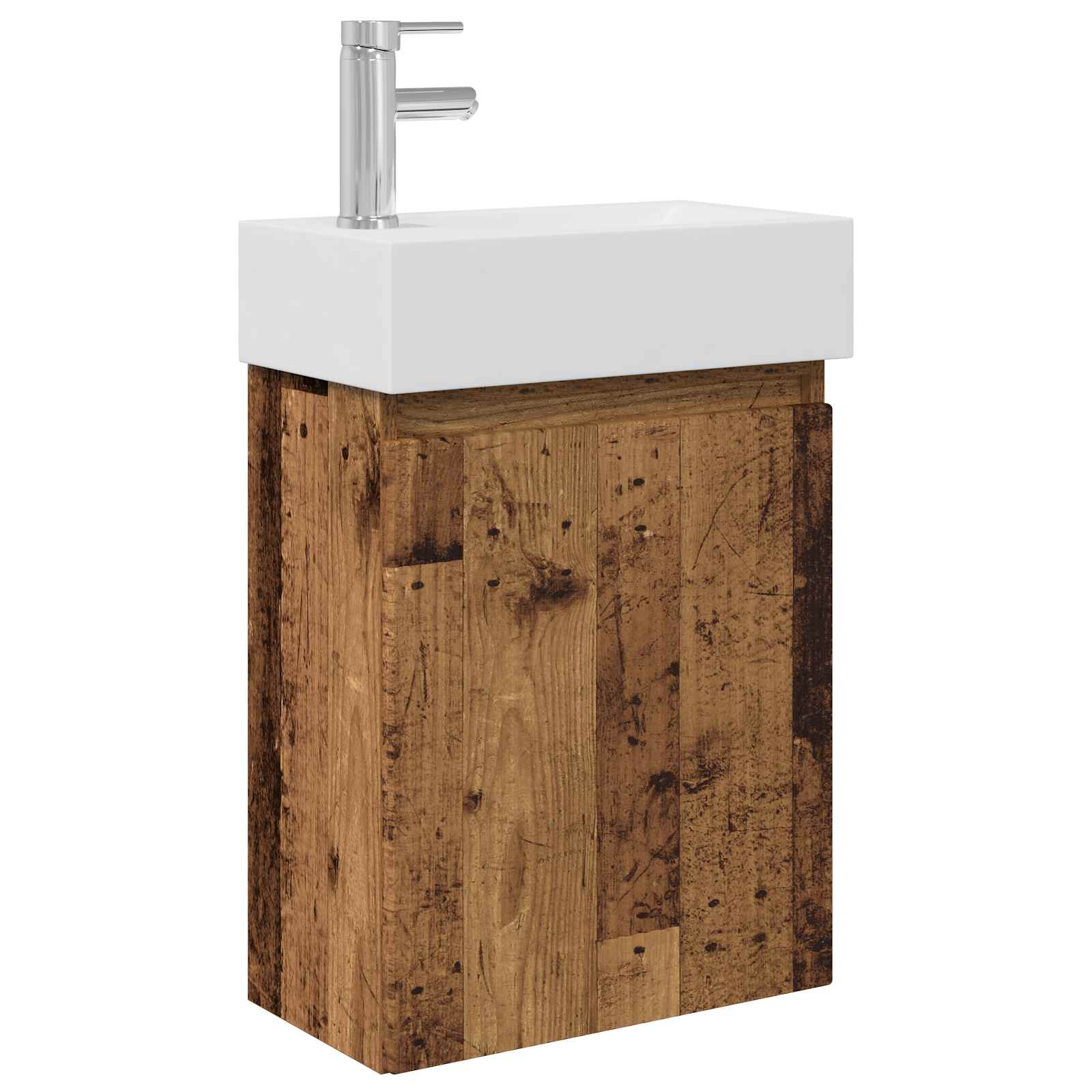 Badezimmer Waschtischunterschrank mit Wasserhahn Altholz