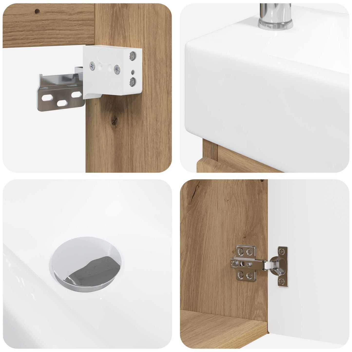Badezimmer Waschtischunterschrank mit Wasserhahn Artisan-Eiche