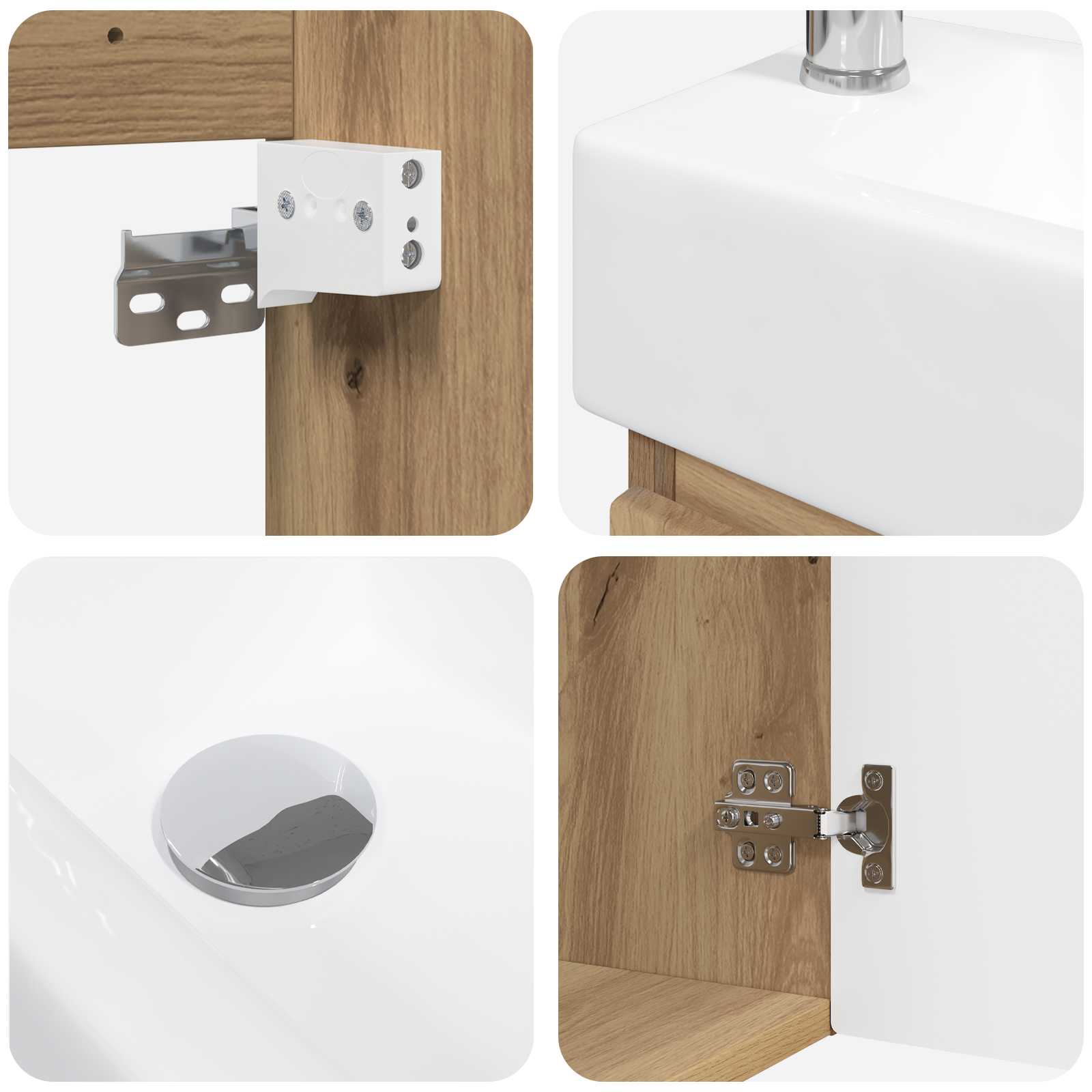 Badezimmer Waschtischunterschrank mit Wasserhahn Artisan-Eiche