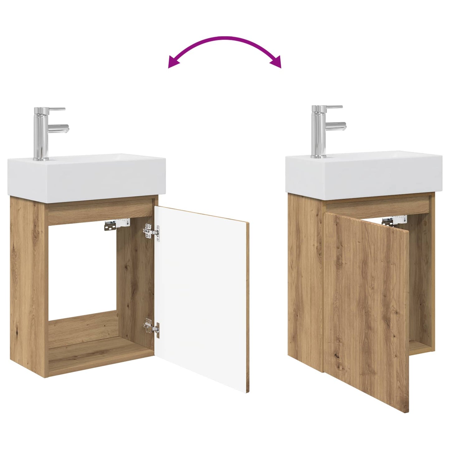 Badezimmer Waschtischunterschrank mit Wasserhahn Artisan-Eiche