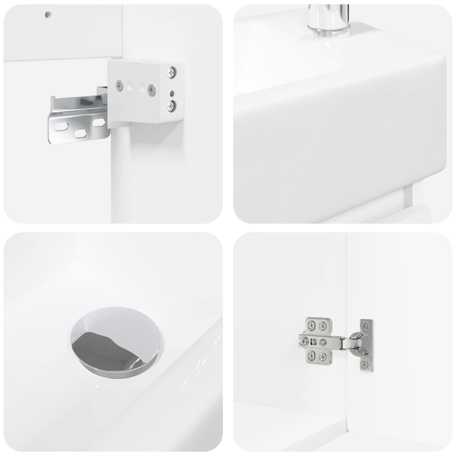 Badezimmer Waschtischunterschrank mit Wasserhahn Weiß