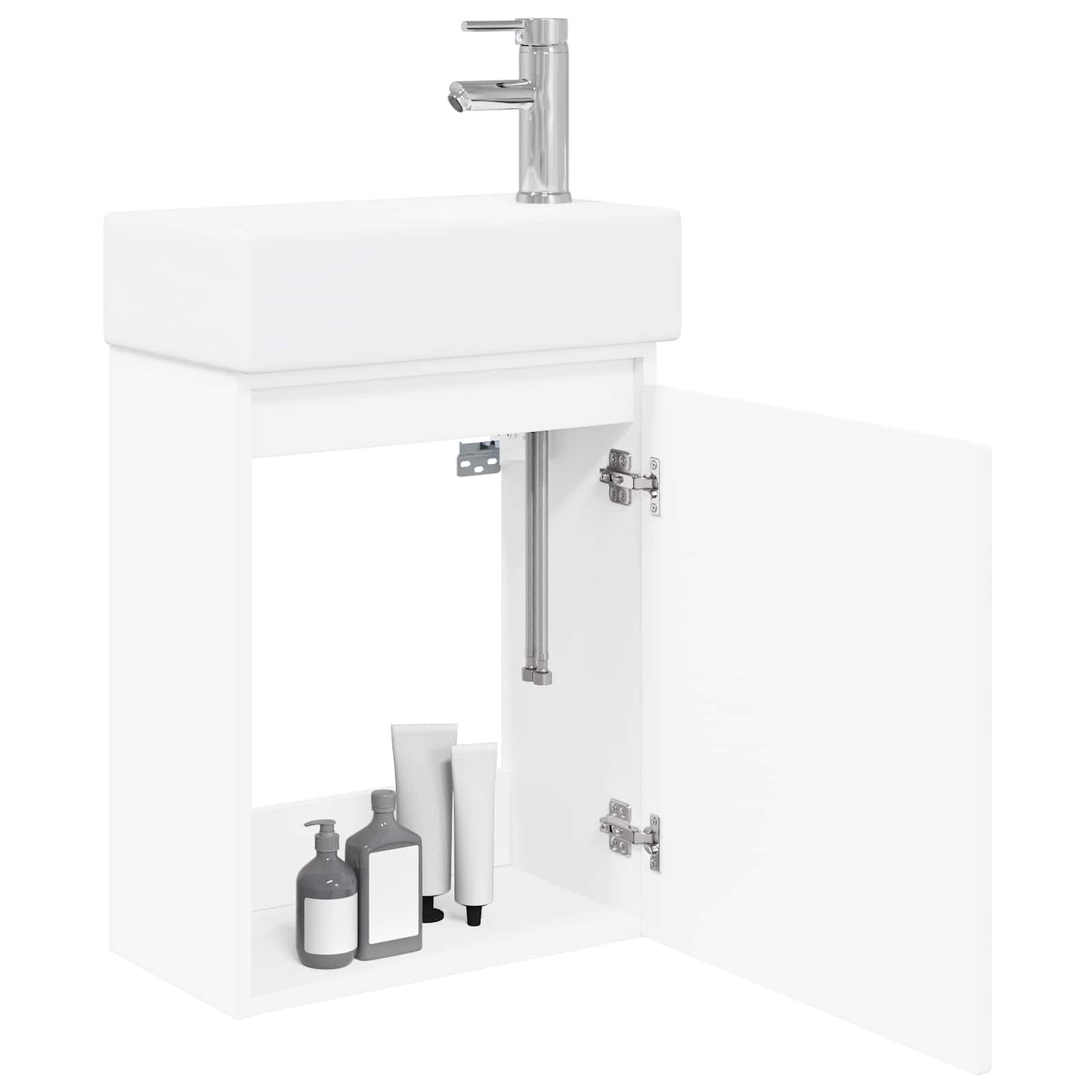 Badezimmer Waschtischunterschrank mit Wasserhahn Weiß