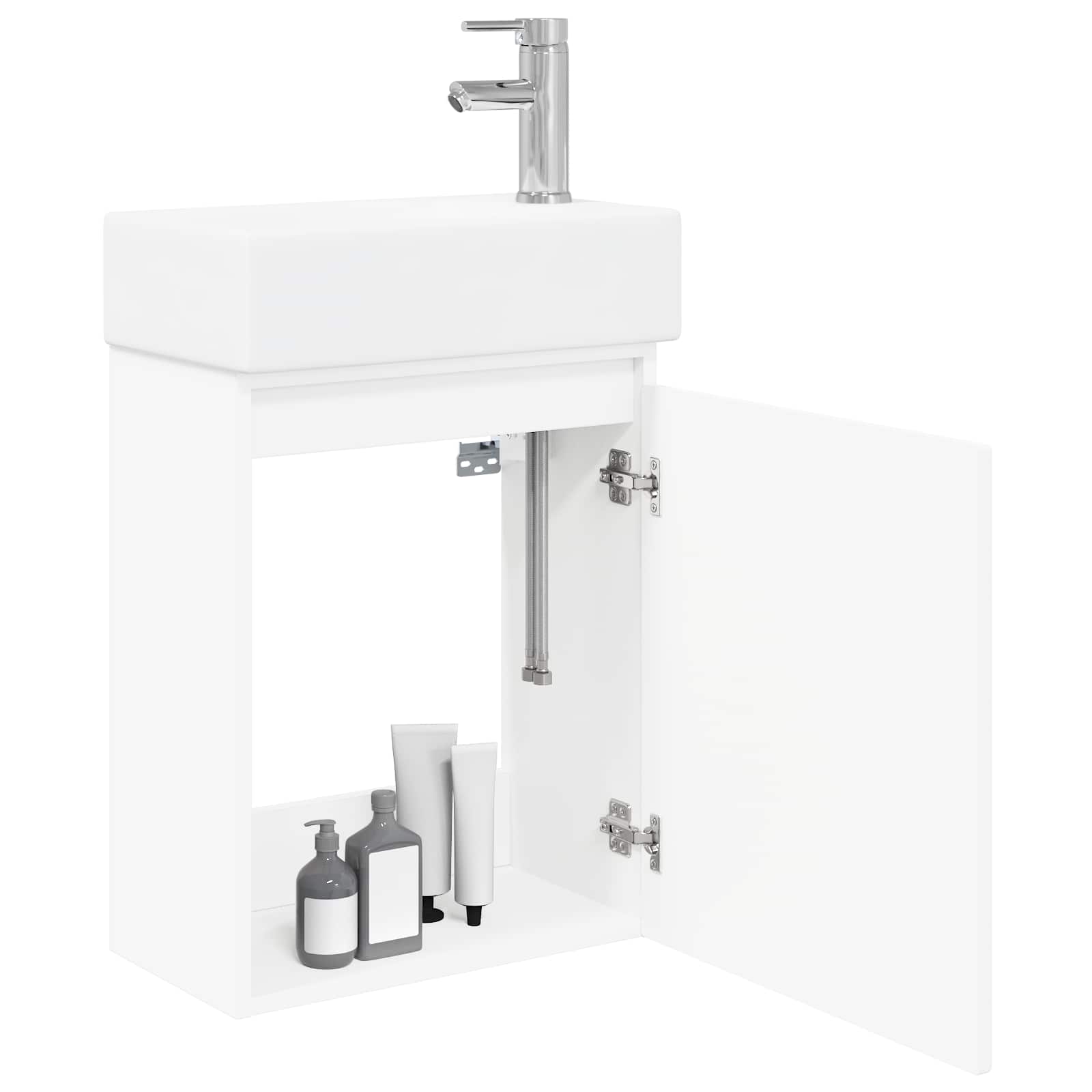 Badezimmer Waschtischunterschrank mit Wasserhahn Weiß