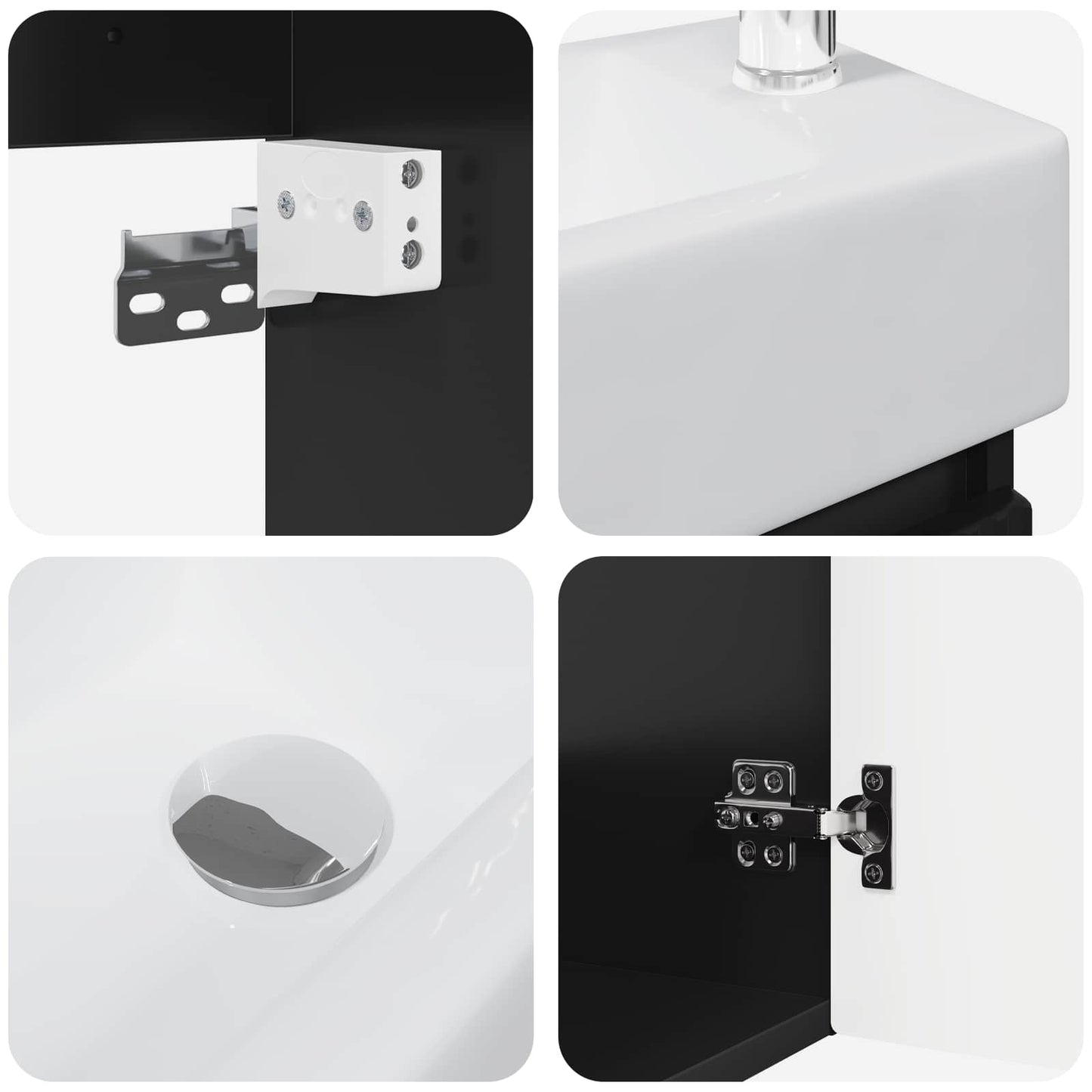 Badezimmer Waschtischunterschrank mit Wasserhahn Schwarz