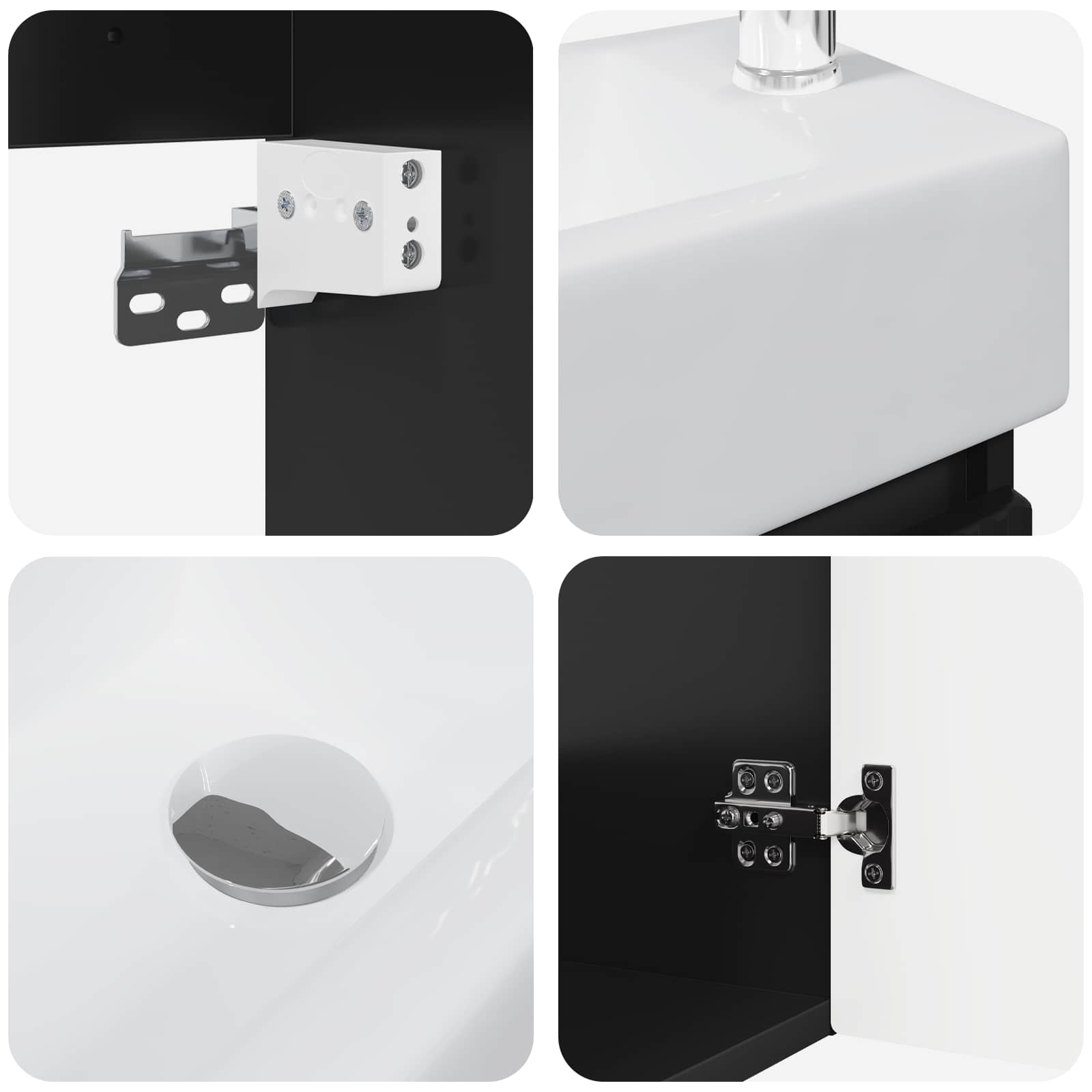 Badezimmer Waschtischunterschrank mit Wasserhahn Schwarz