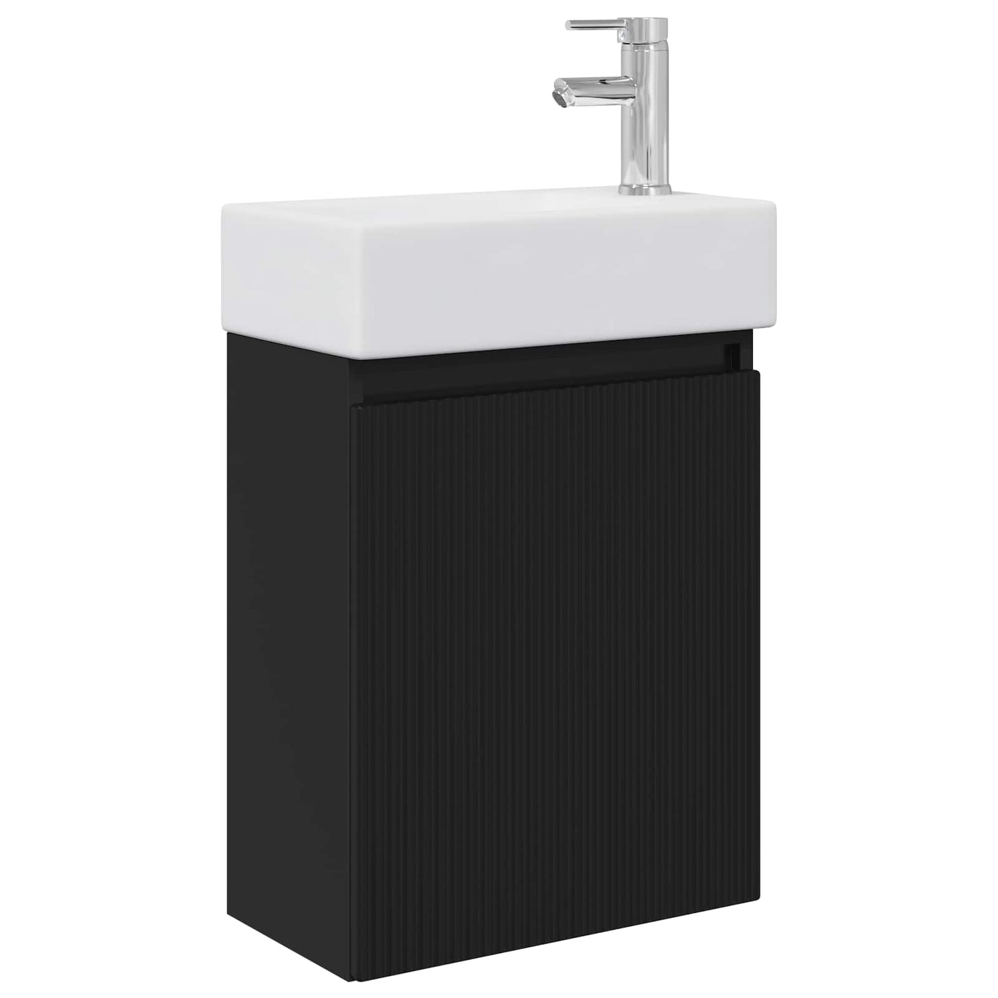 Badezimmer Waschtischunterschrank mit Wasserhahn Schwarz