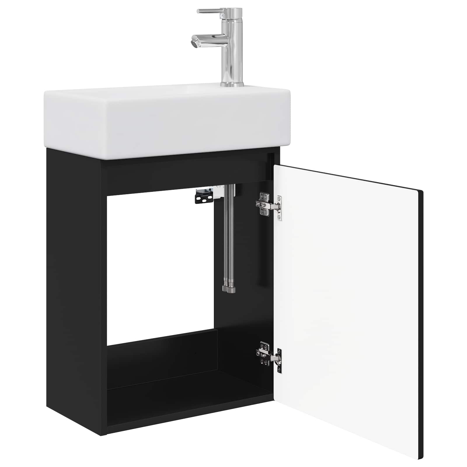 Badezimmer Waschtischunterschrank mit Wasserhahn Schwarz