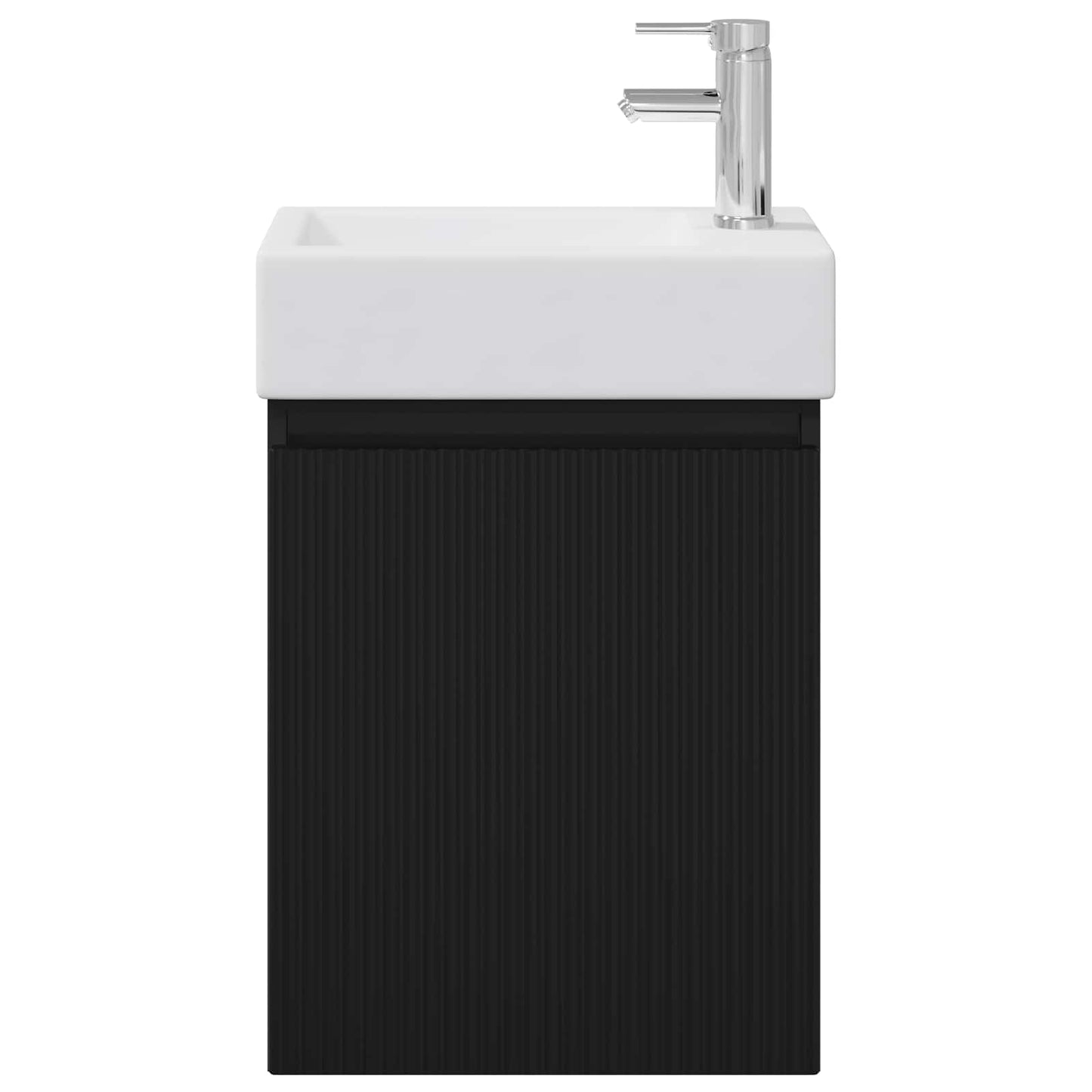 Badezimmer Waschtischunterschrank mit Wasserhahn Schwarz