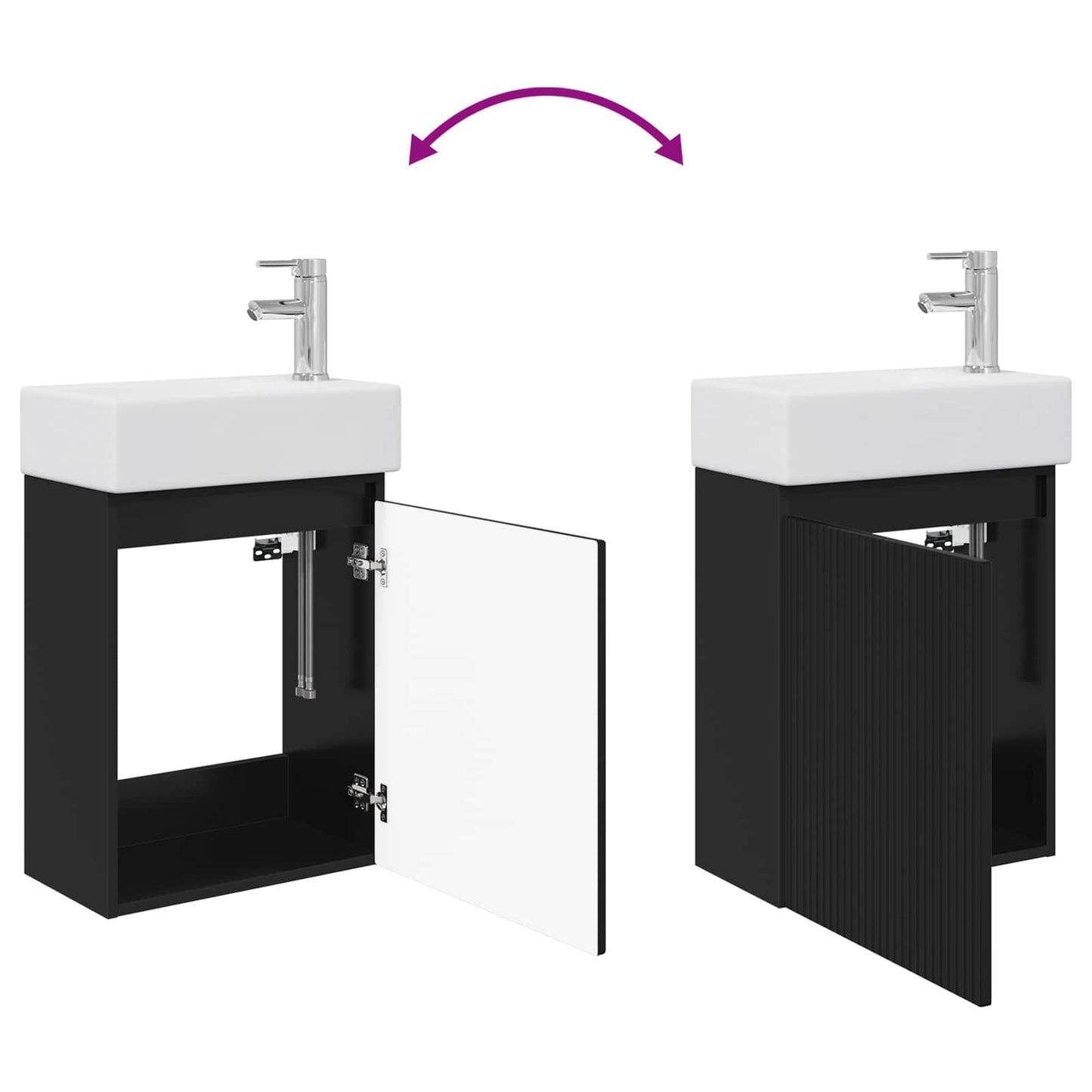 Badezimmer Waschtischunterschrank mit Wasserhahn Schwarz