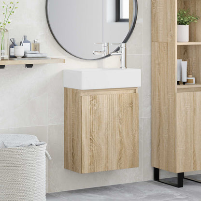 Badezimmer Waschtischunterschrank mit Wasserhahn Sonoma-Eiche