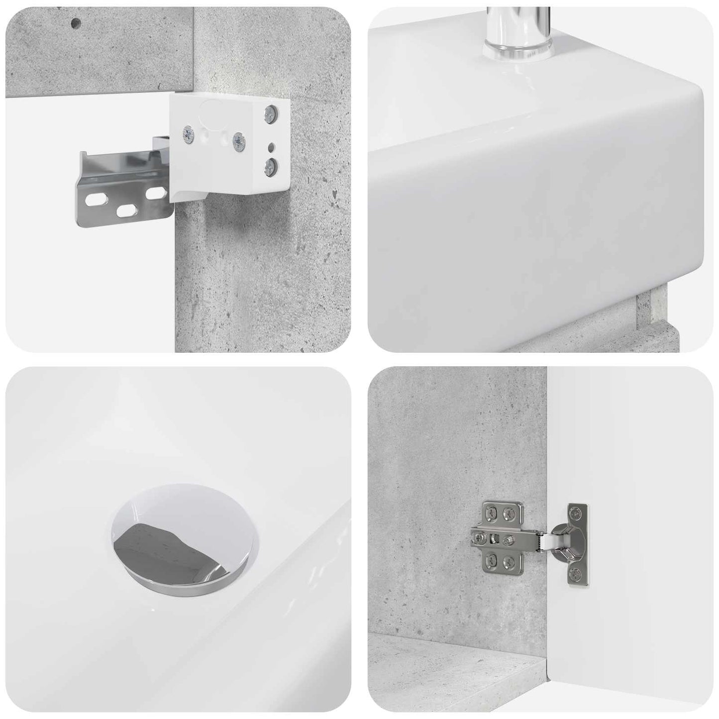 Badezimmer Waschtischunterschrank mit Wasserhahn Betongrau