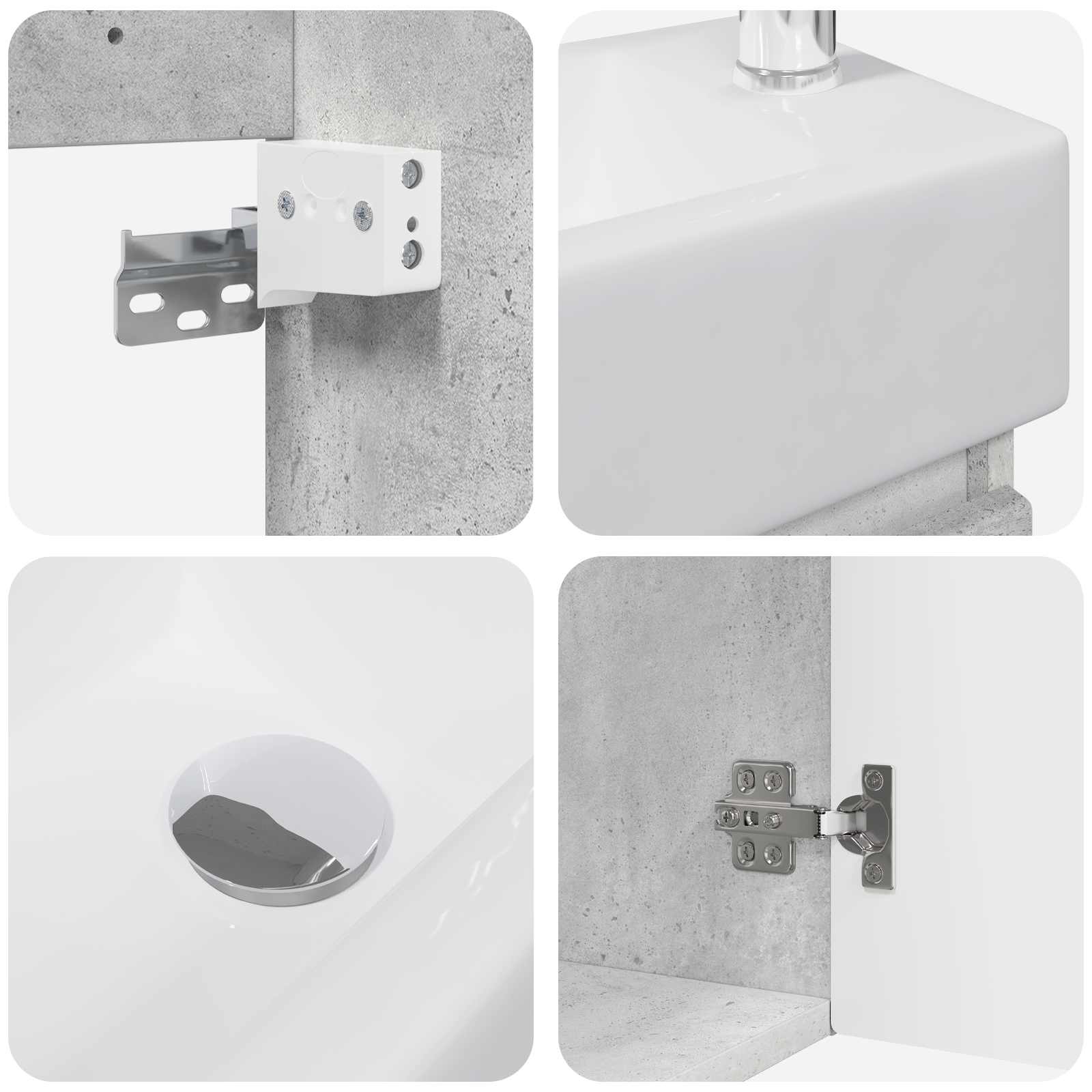 Badezimmer Waschtischunterschrank mit Wasserhahn Betongrau