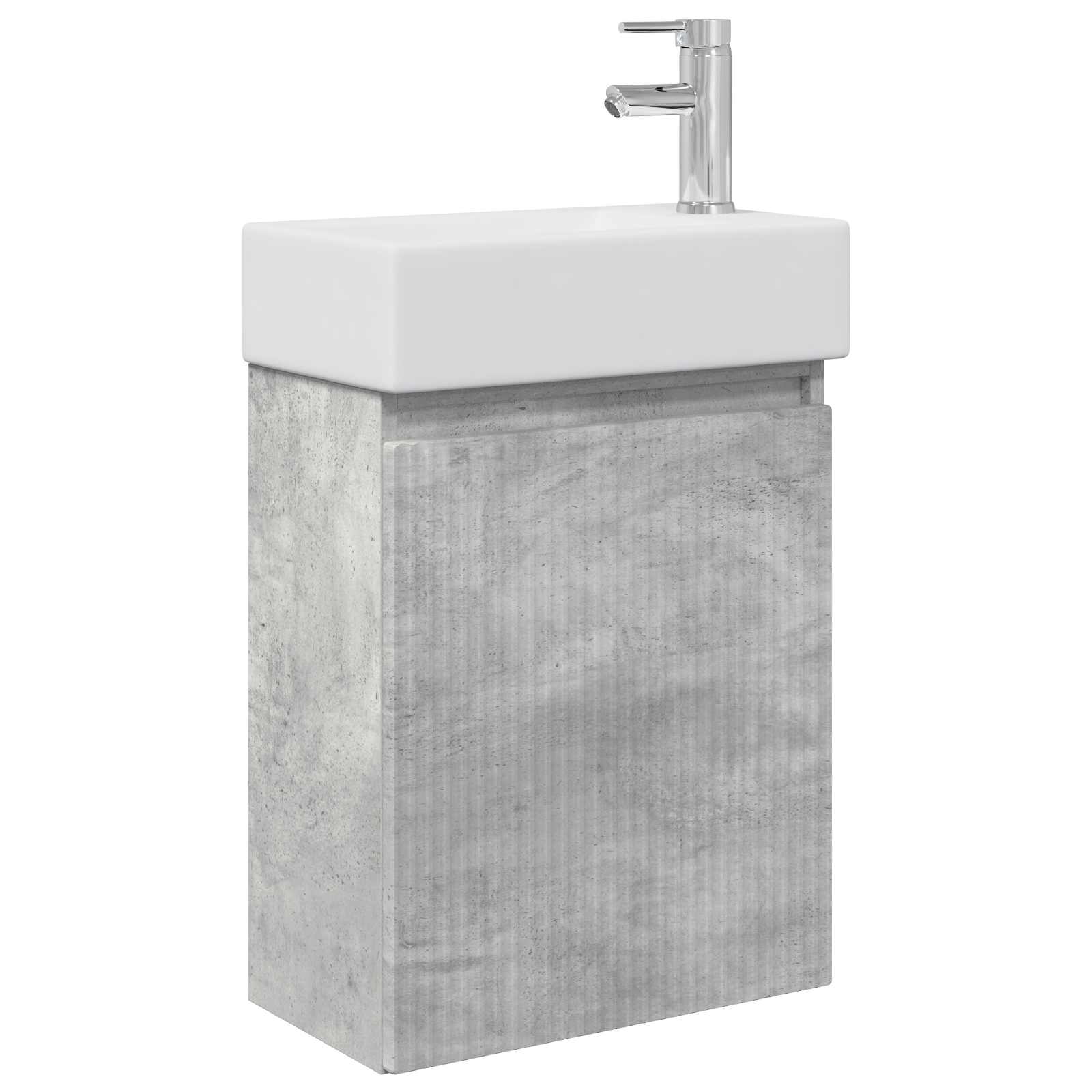 Badezimmer Waschtischunterschrank mit Wasserhahn Betongrau