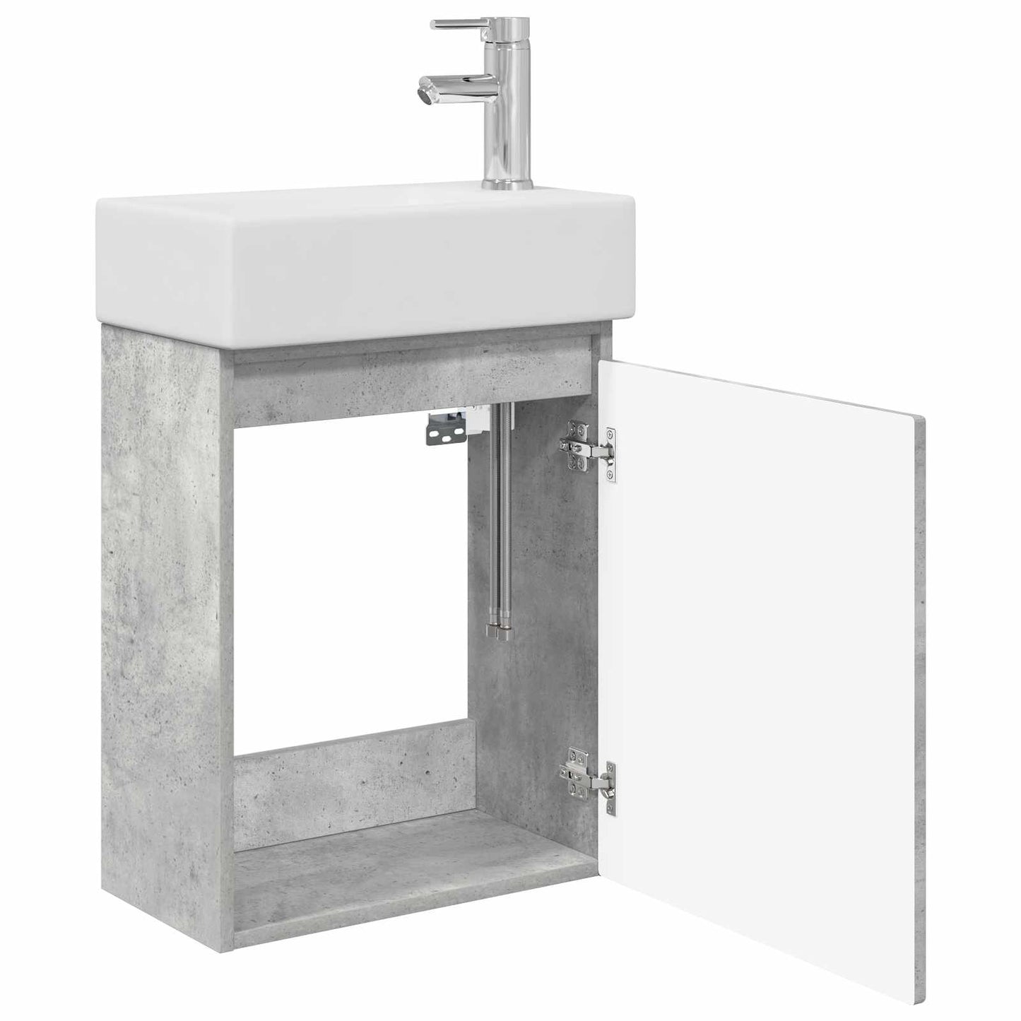 Badezimmer Waschtischunterschrank mit Wasserhahn Betongrau