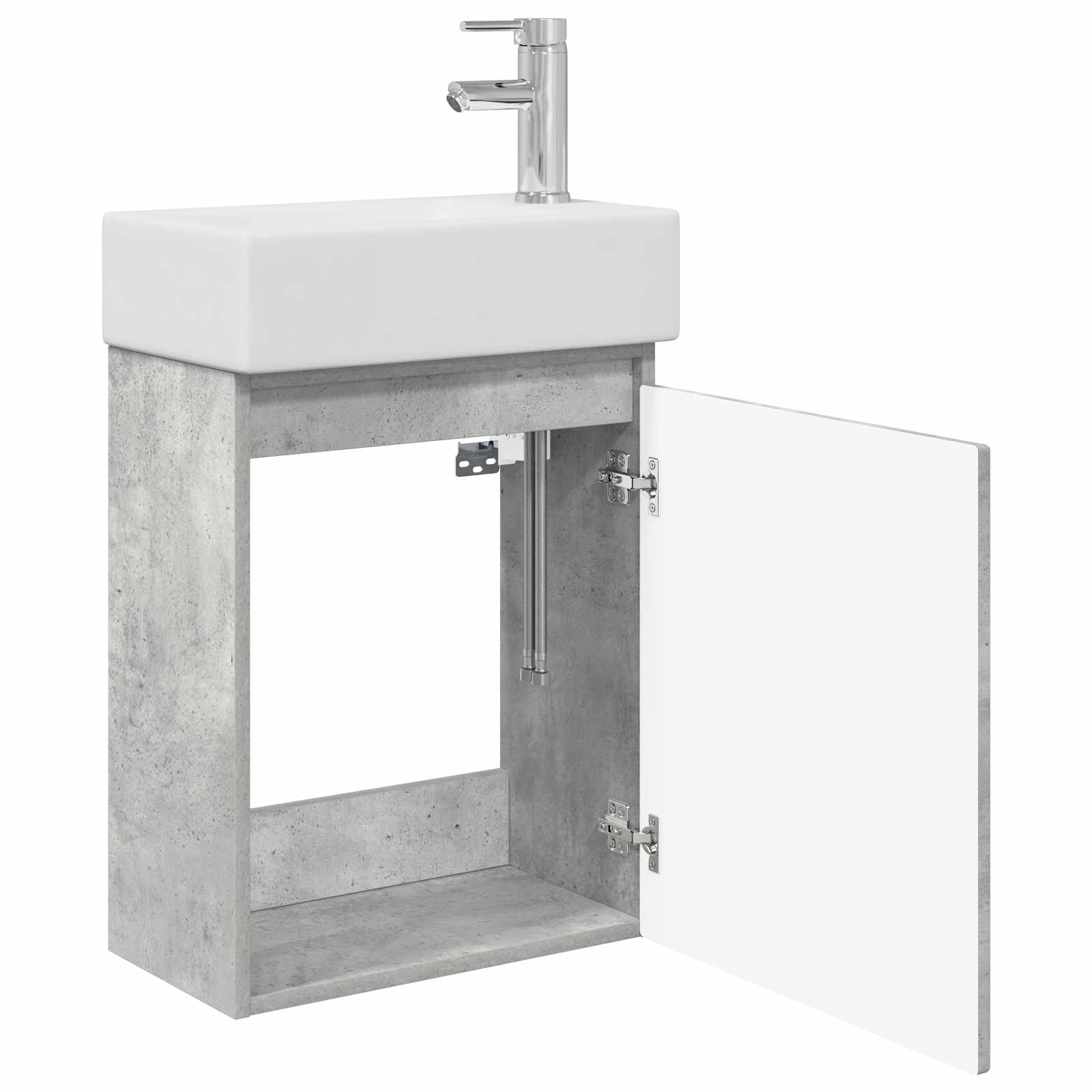Badezimmer Waschtischunterschrank mit Wasserhahn Betongrau