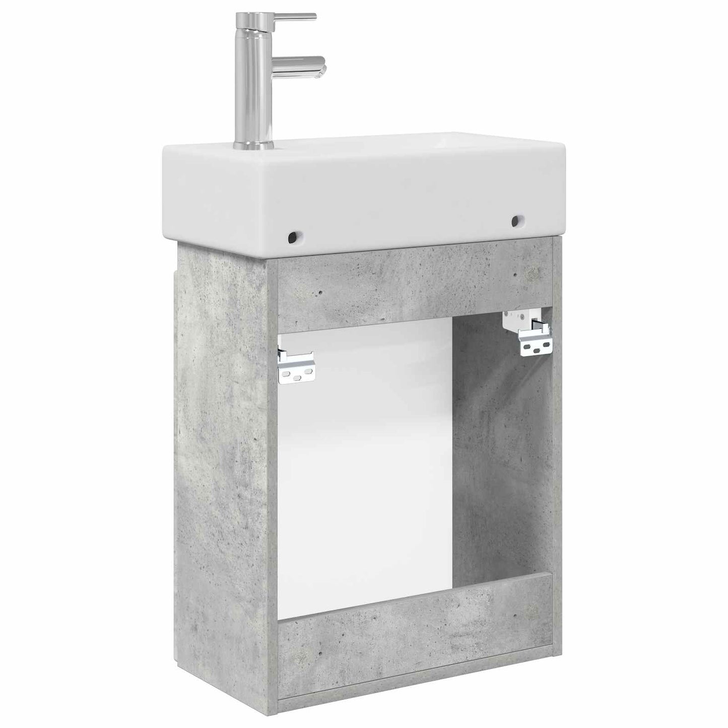 Badezimmer Waschtischunterschrank mit Wasserhahn Betongrau