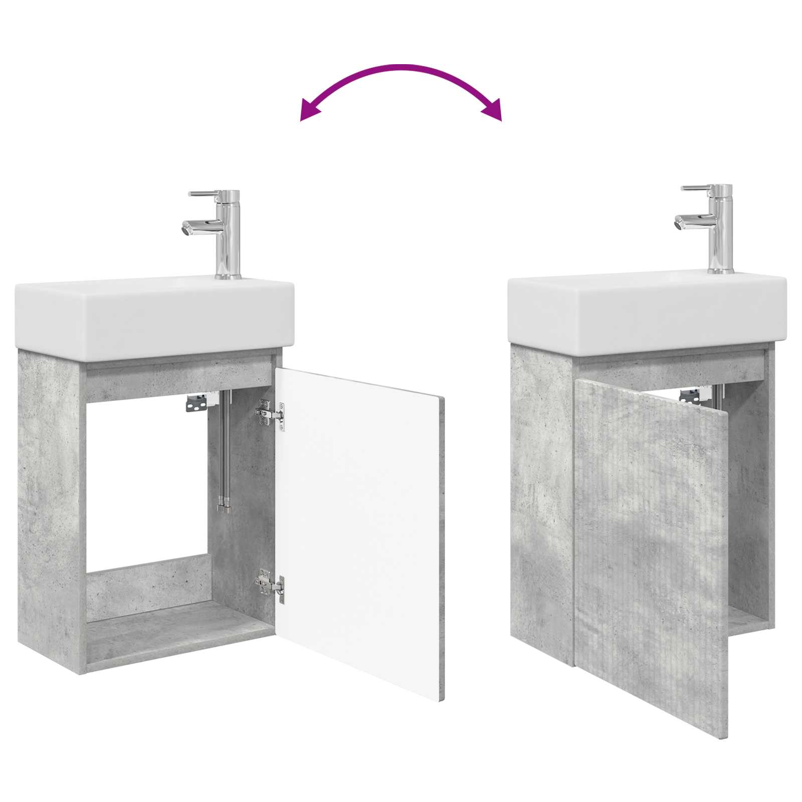 Badezimmer Waschtischunterschrank mit Wasserhahn Betongrau