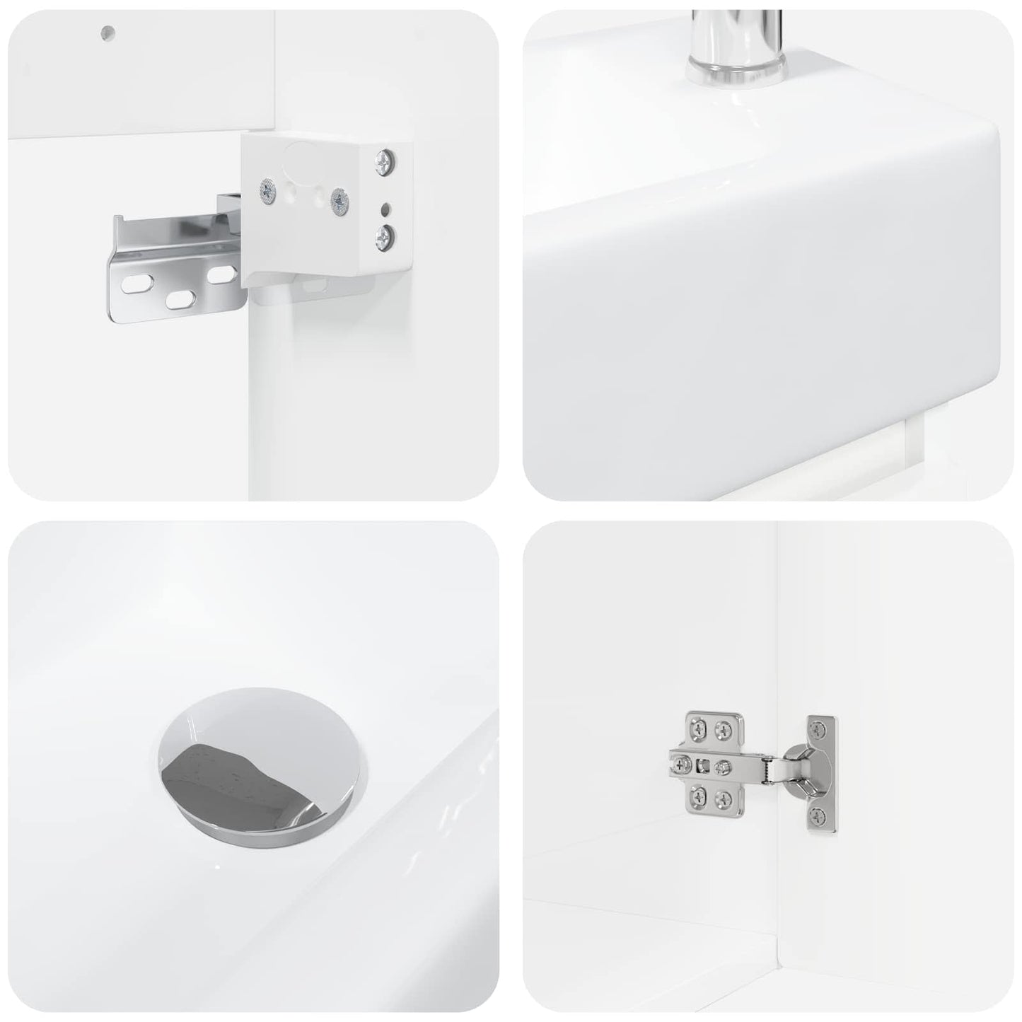 Badezimmer Waschtischunterschrank mit Wasserhahn Hochglanz Weiß