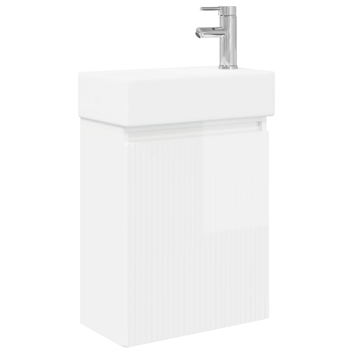 Badezimmer Waschtischunterschrank mit Wasserhahn Hochglanz Weiß