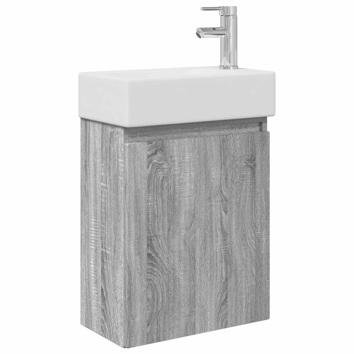 Badezimmer Waschtischunterschrank mit Wasserhahn Grau Sonoma