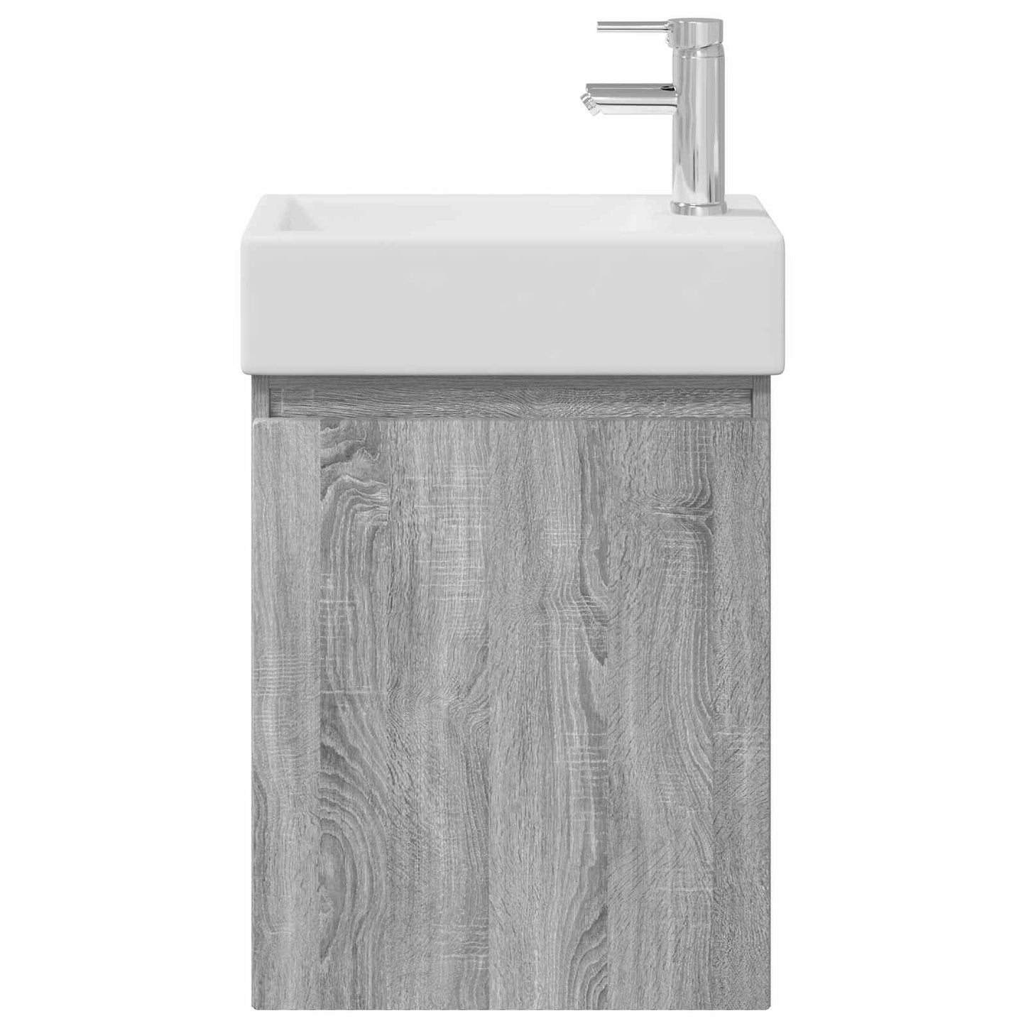 Badezimmer Waschtischunterschrank mit Wasserhahn Grau Sonoma