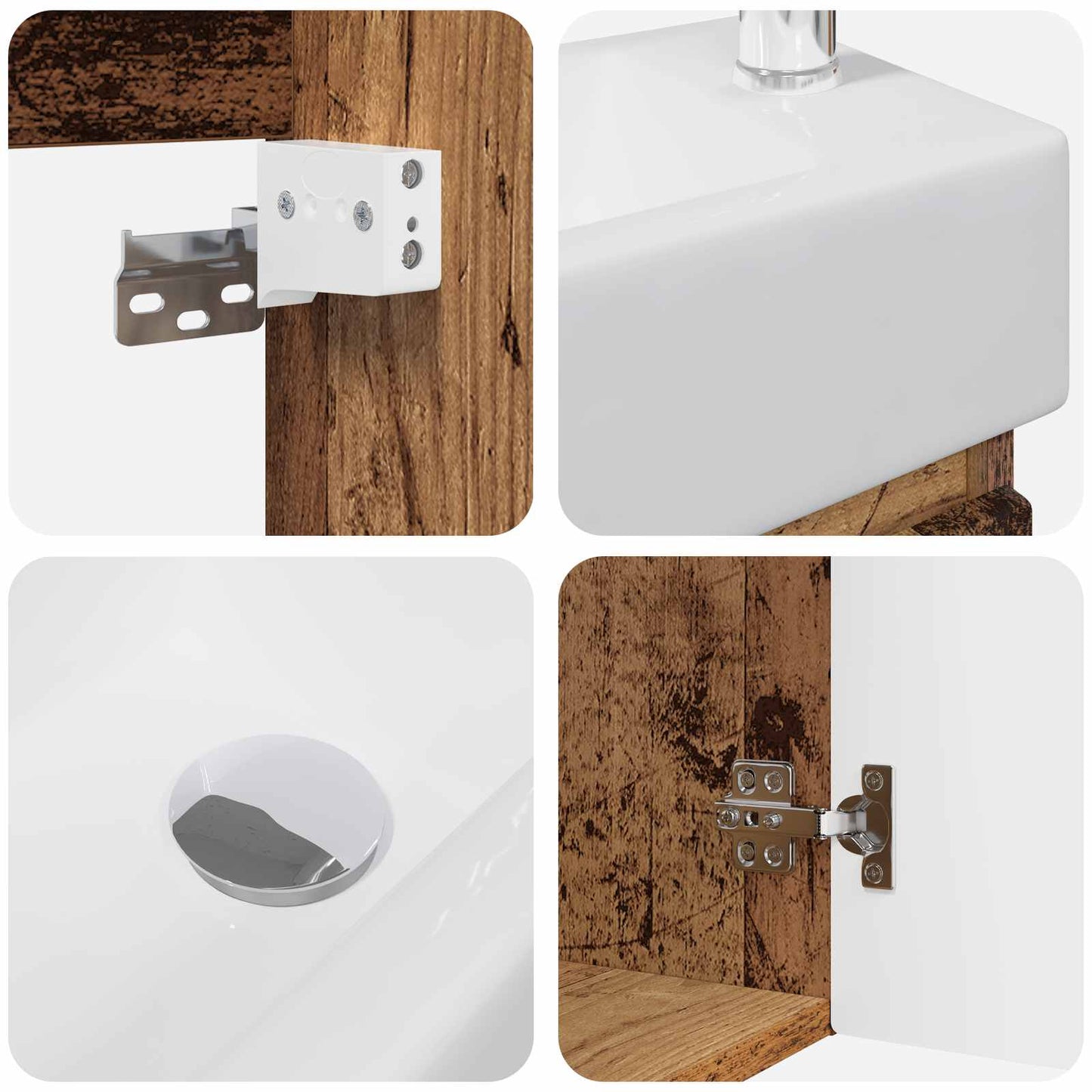 Badezimmer Waschtischunterschrank mit Wasserhahn Altholz